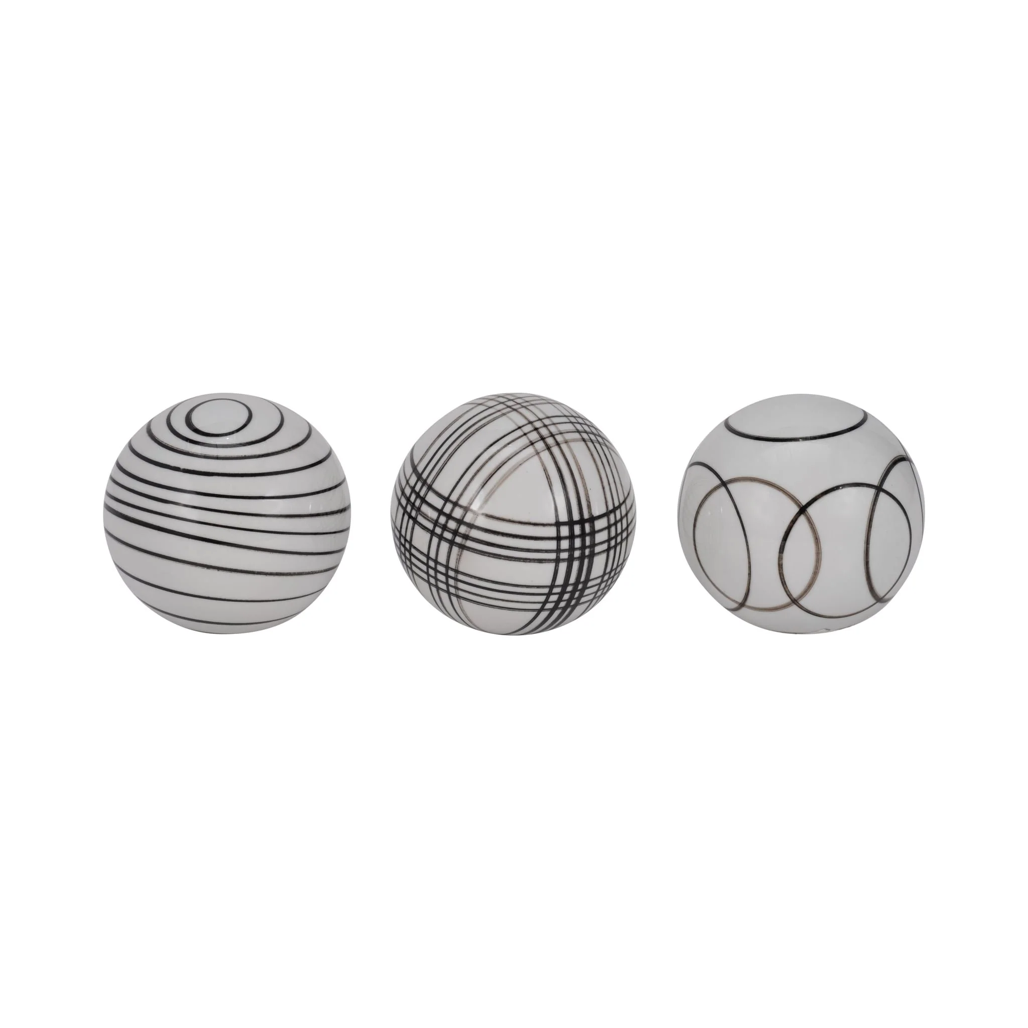 Cer, S/3 4" Assorted Painted Orbs, Black - Image 3