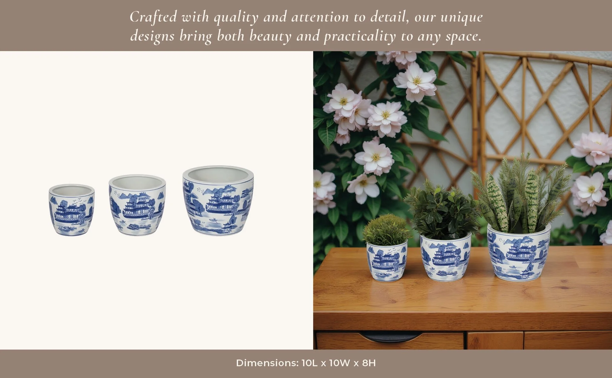 Cer, S/3 6/8/10" Chinoiserie Planters, Blue/white - Image 12