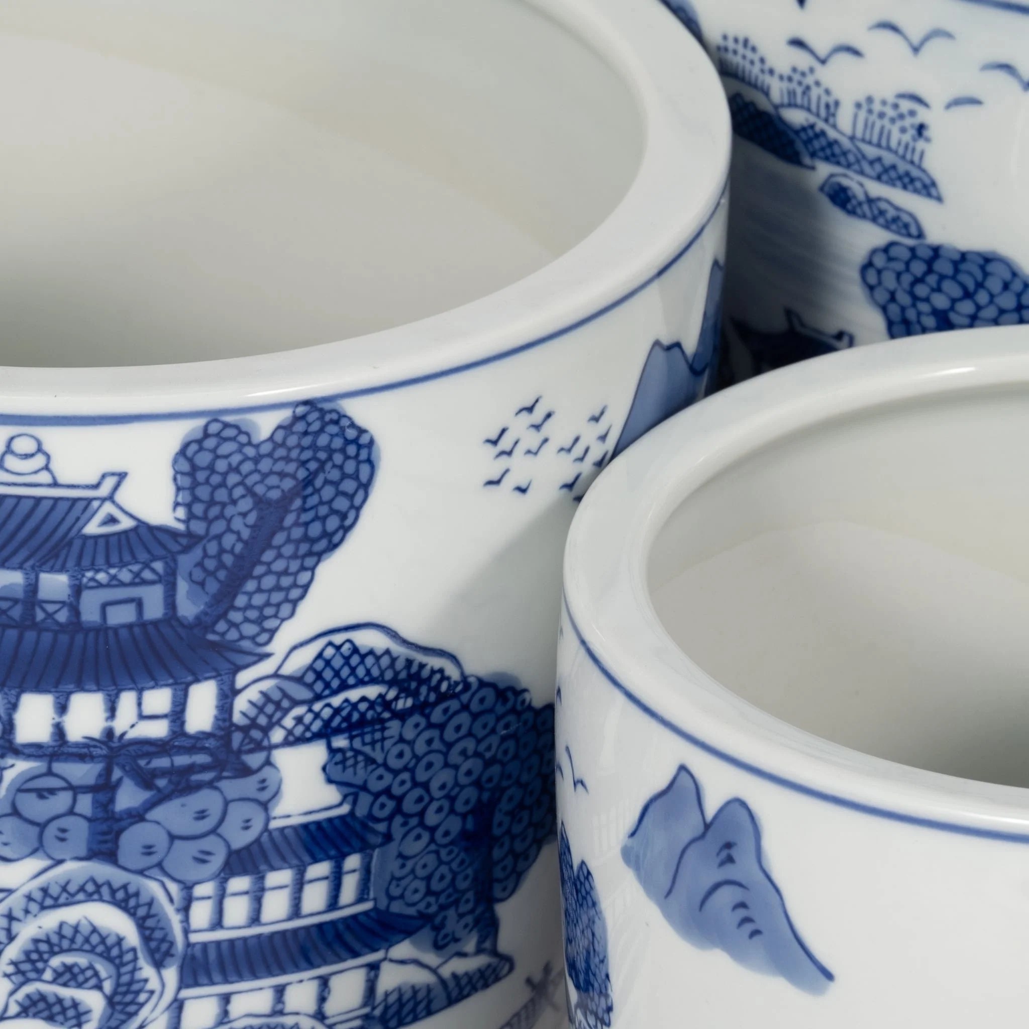 Cer, S/3 6/8/10" Chinoiserie Planters, Blue/white - Image 6