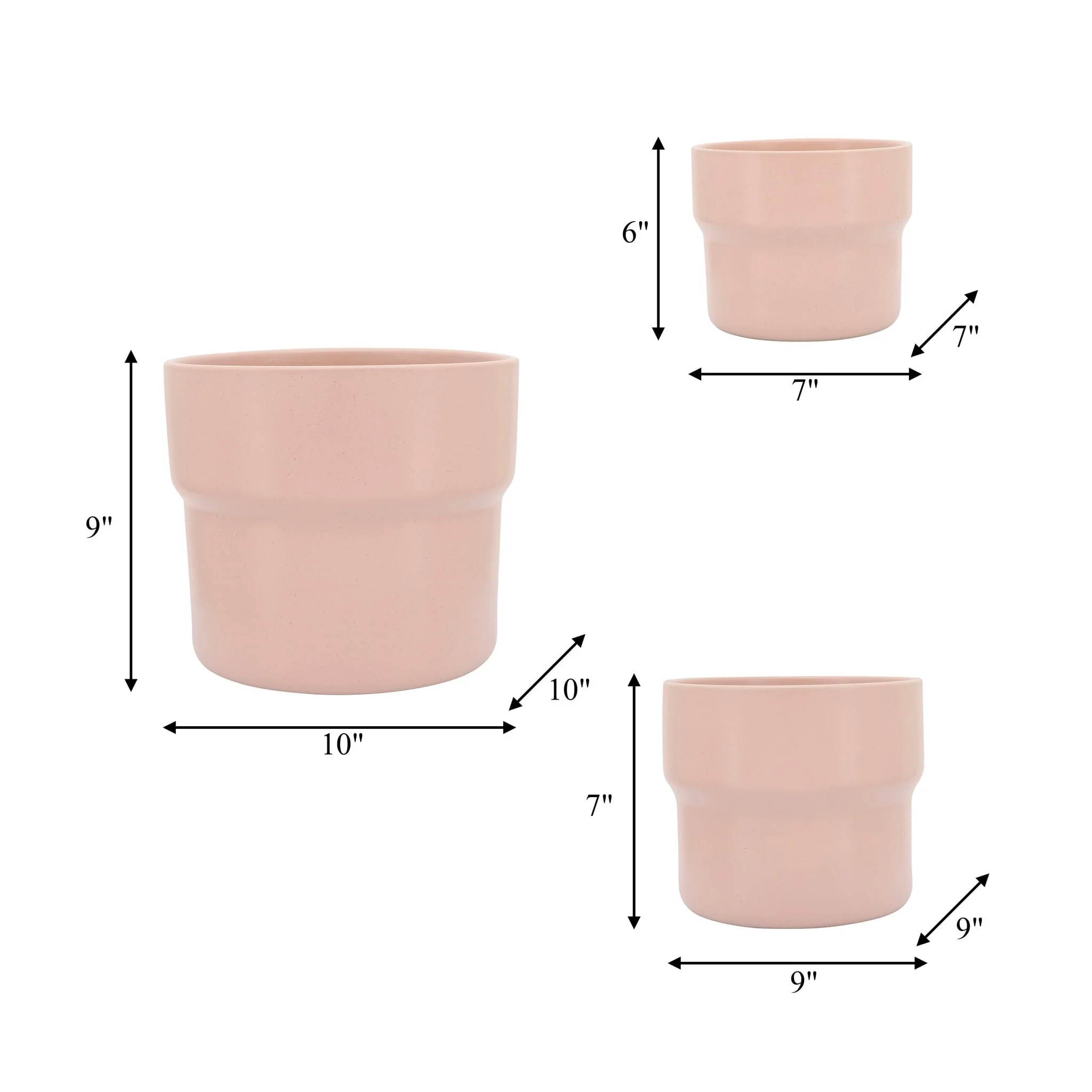 Cer, S/3 7/9/10"d Mushroom Planters, Blush - Image 3