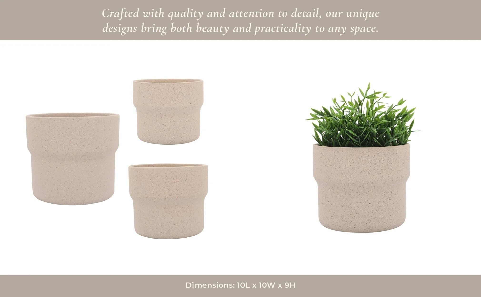 Cer, S/3 7/9/10"d Mushroom Planters, Tan - Image 12