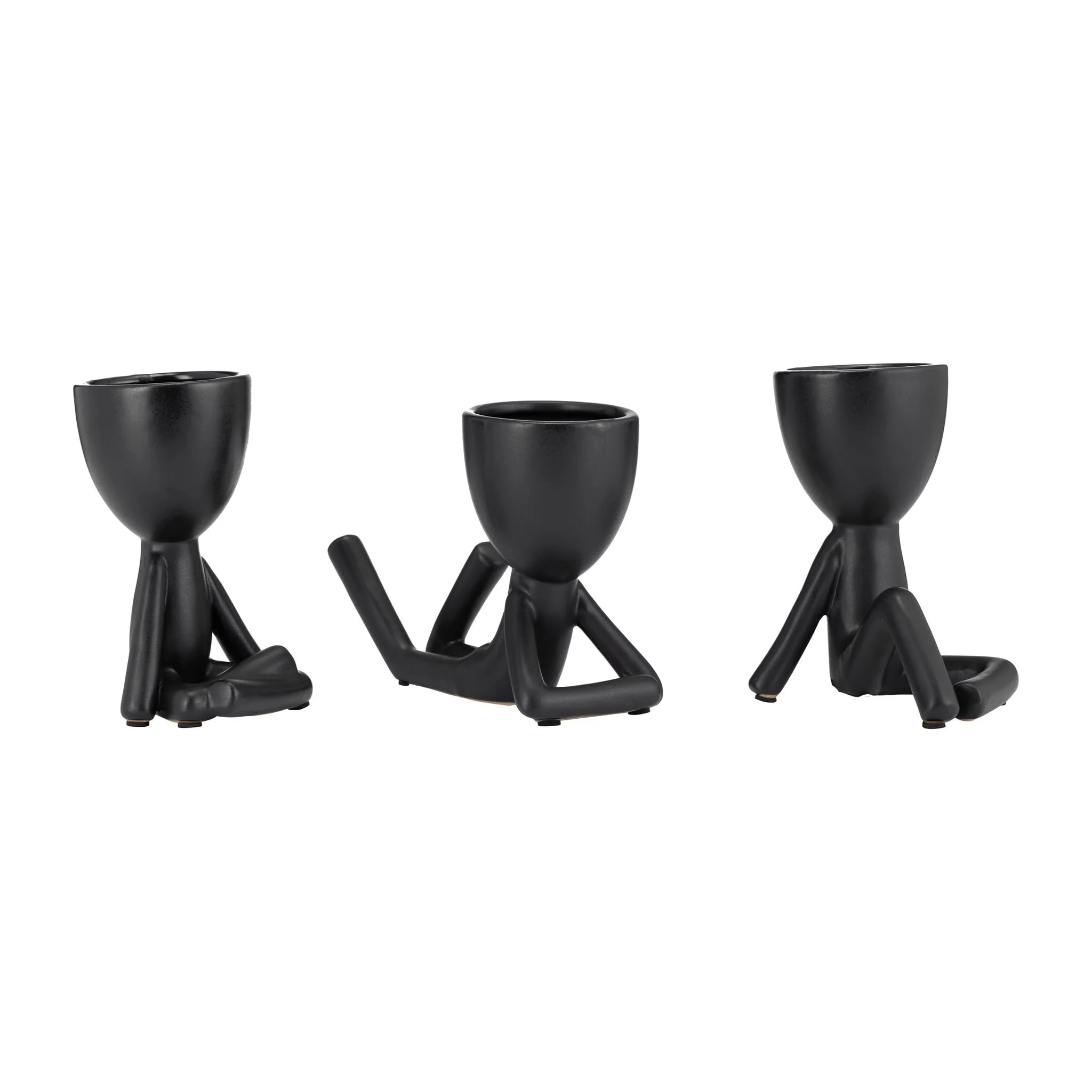 Cer, S/3 8" Sitting Humans, Black - Image 2