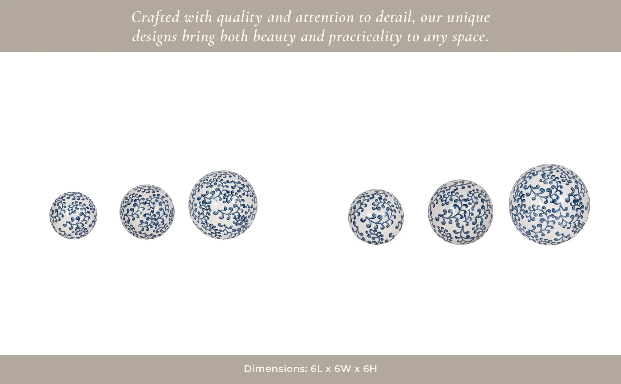 Cer, S/3 Chinoiserie Fern Orbs, 4/5/6" Blue/wht - Image 11