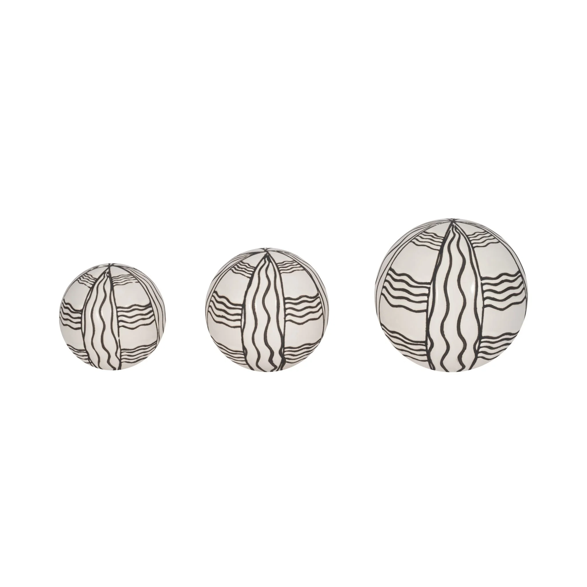 Cer,s/3 Curvy Line Painted Orbs, 4/5/6", Blk - Image 2