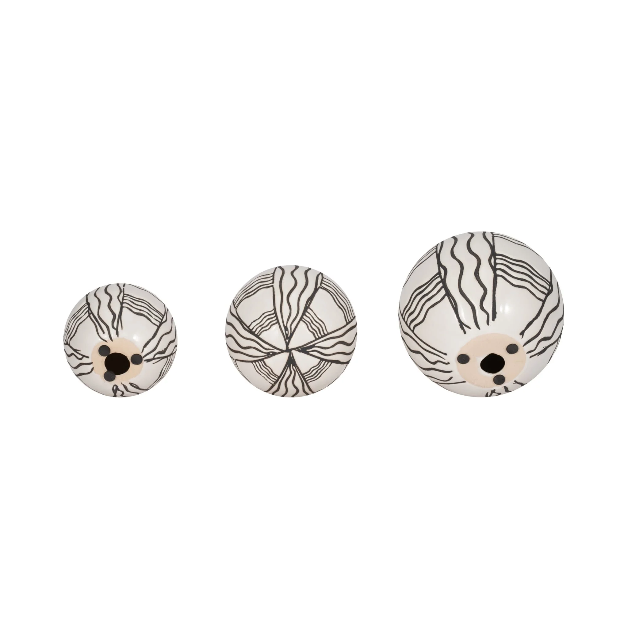 Cer,s/3 Curvy Line Painted Orbs, 4/5/6", Blk - Image 5