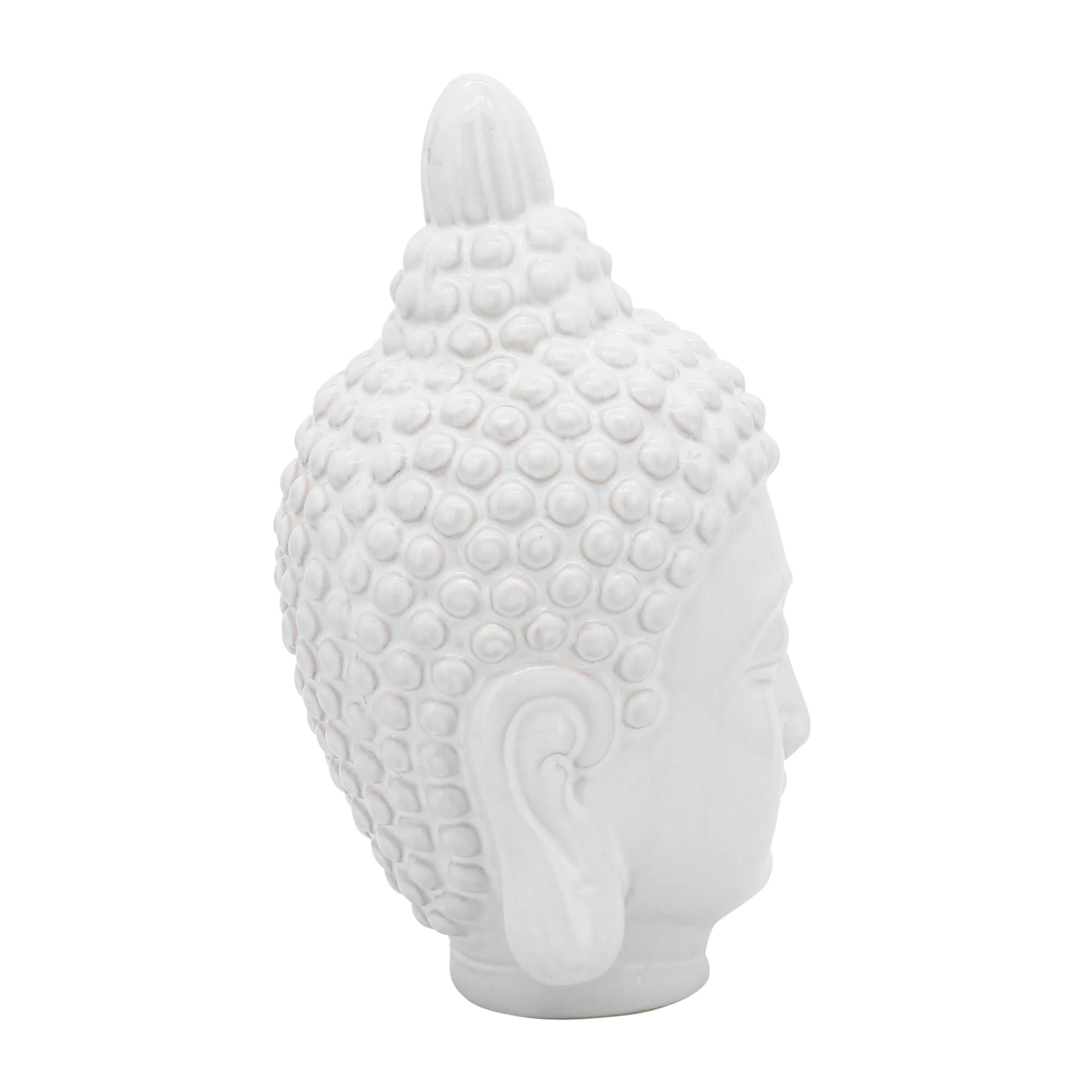 Ceramic 10" Buddha Head, White - Image 3