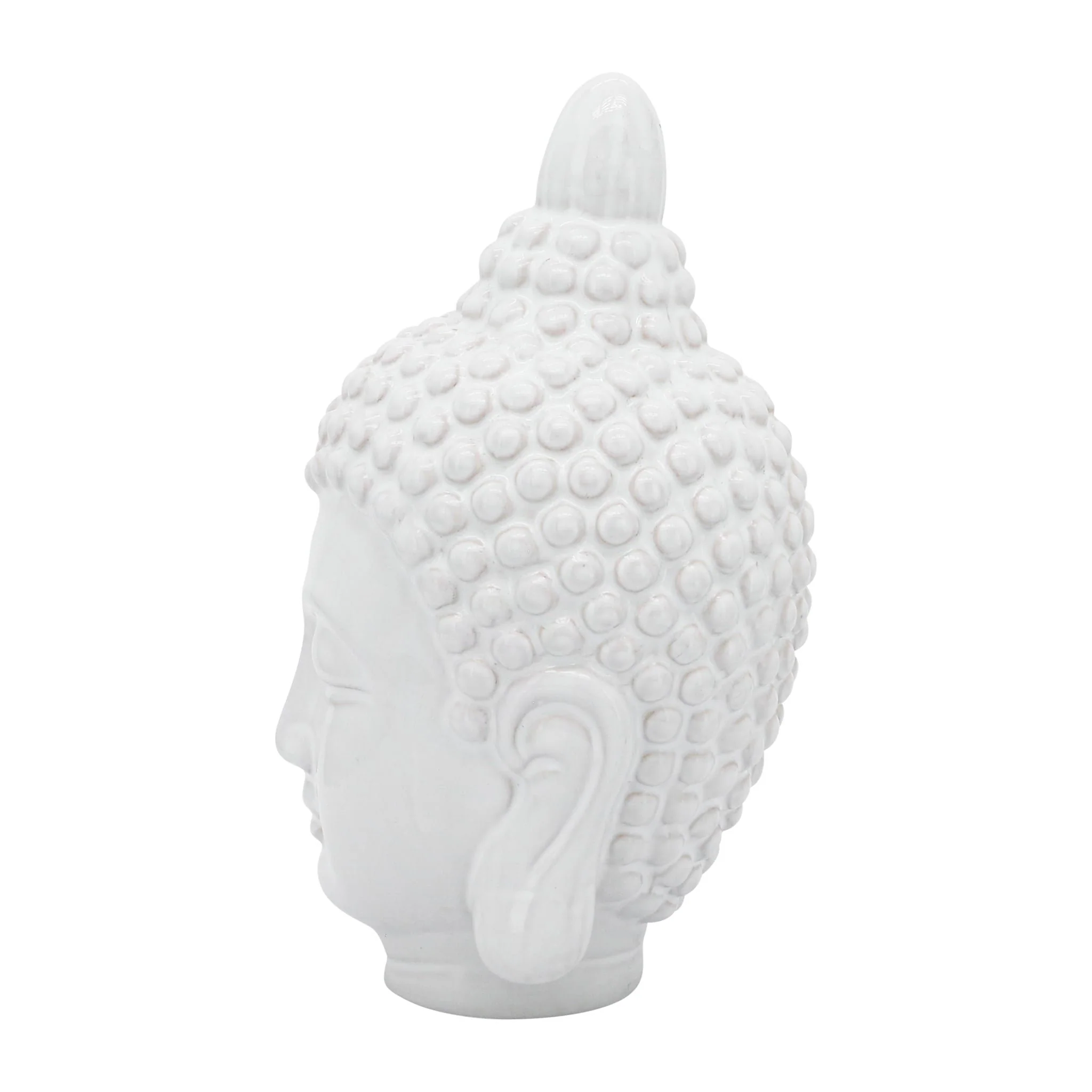 Ceramic 10" Buddha Head, White - Image 5