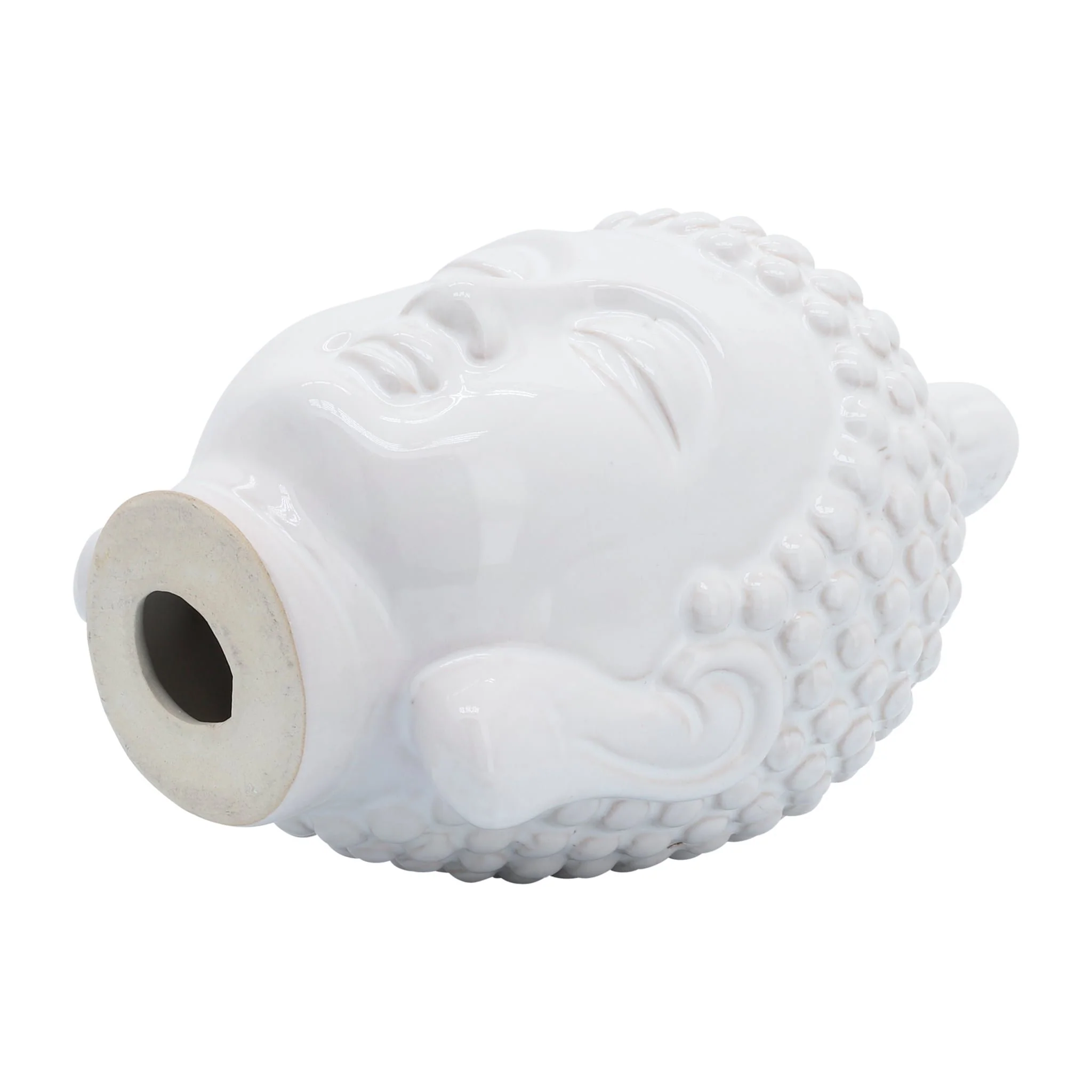 Ceramic 10" Buddha Head, White - Image 7