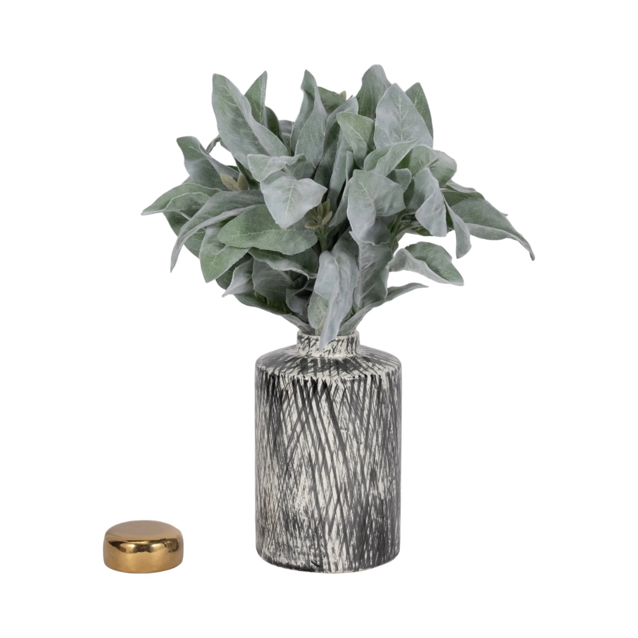 Ceramic 10" Ginger Jar, Black/white - Image 2