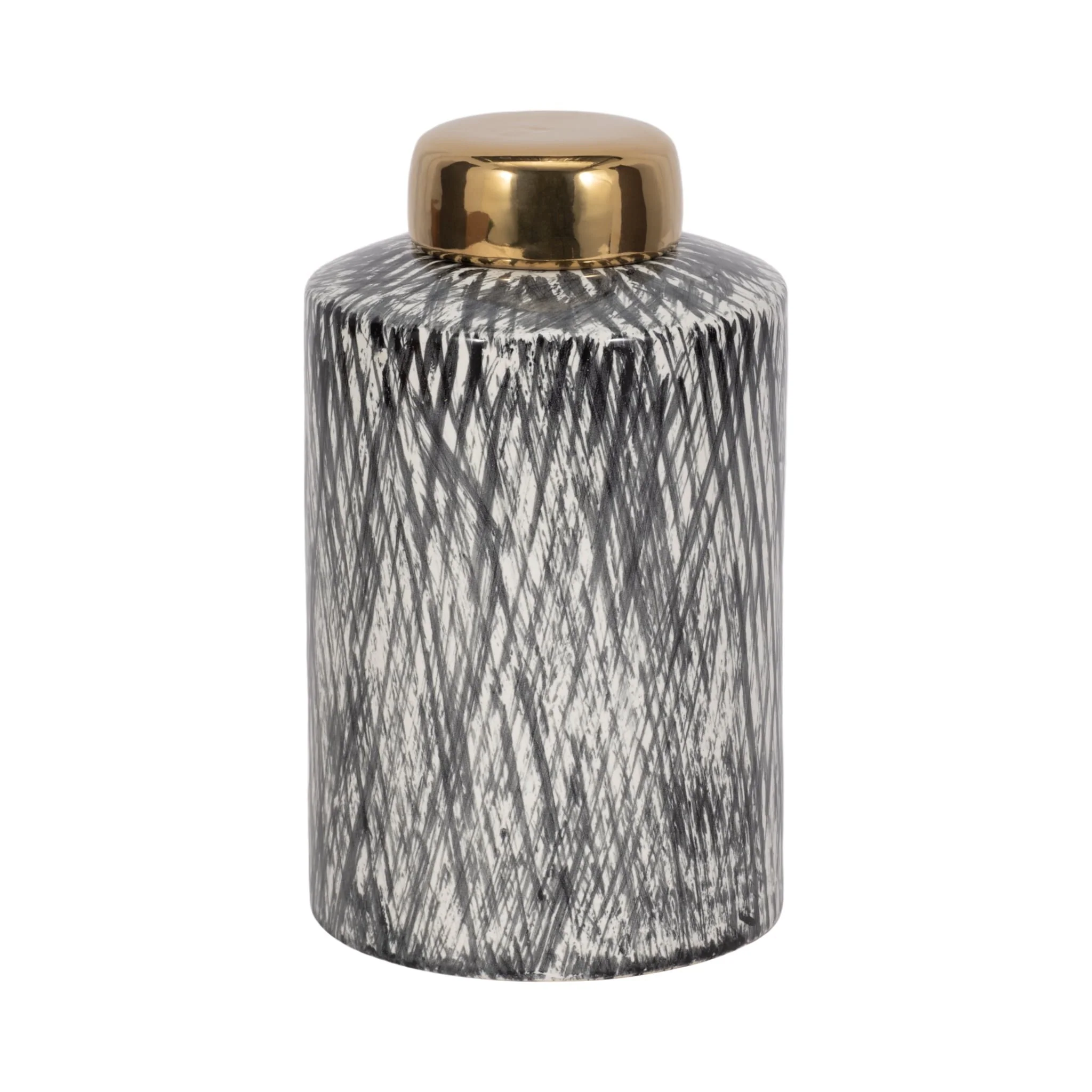 Ceramic 10" Ginger Jar, Black/white - Image 3