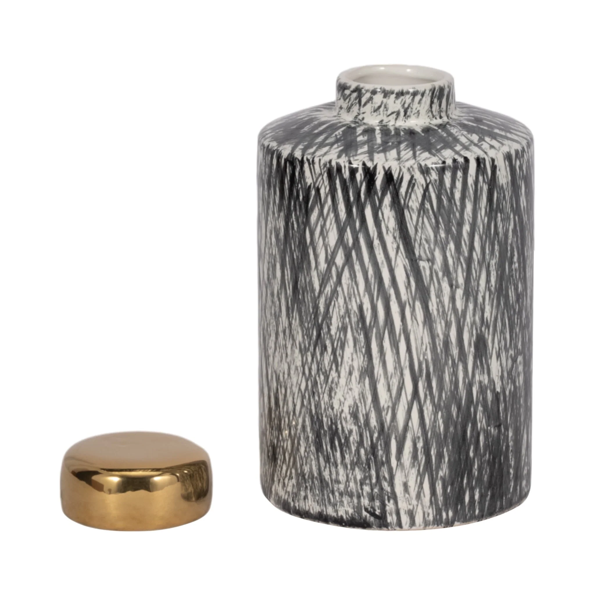 Ceramic 10" Ginger Jar, Black/white - Image 4