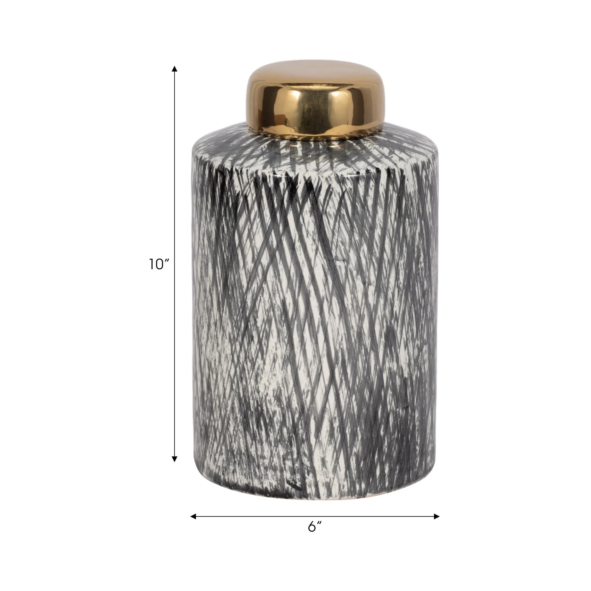 Ceramic 10" Ginger Jar, Black/white - Image 8