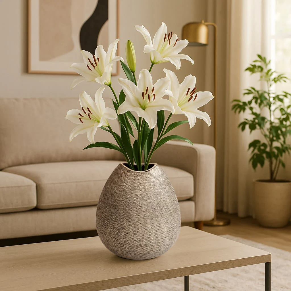 Ceramic 11" Vase, Champagne - Image 8