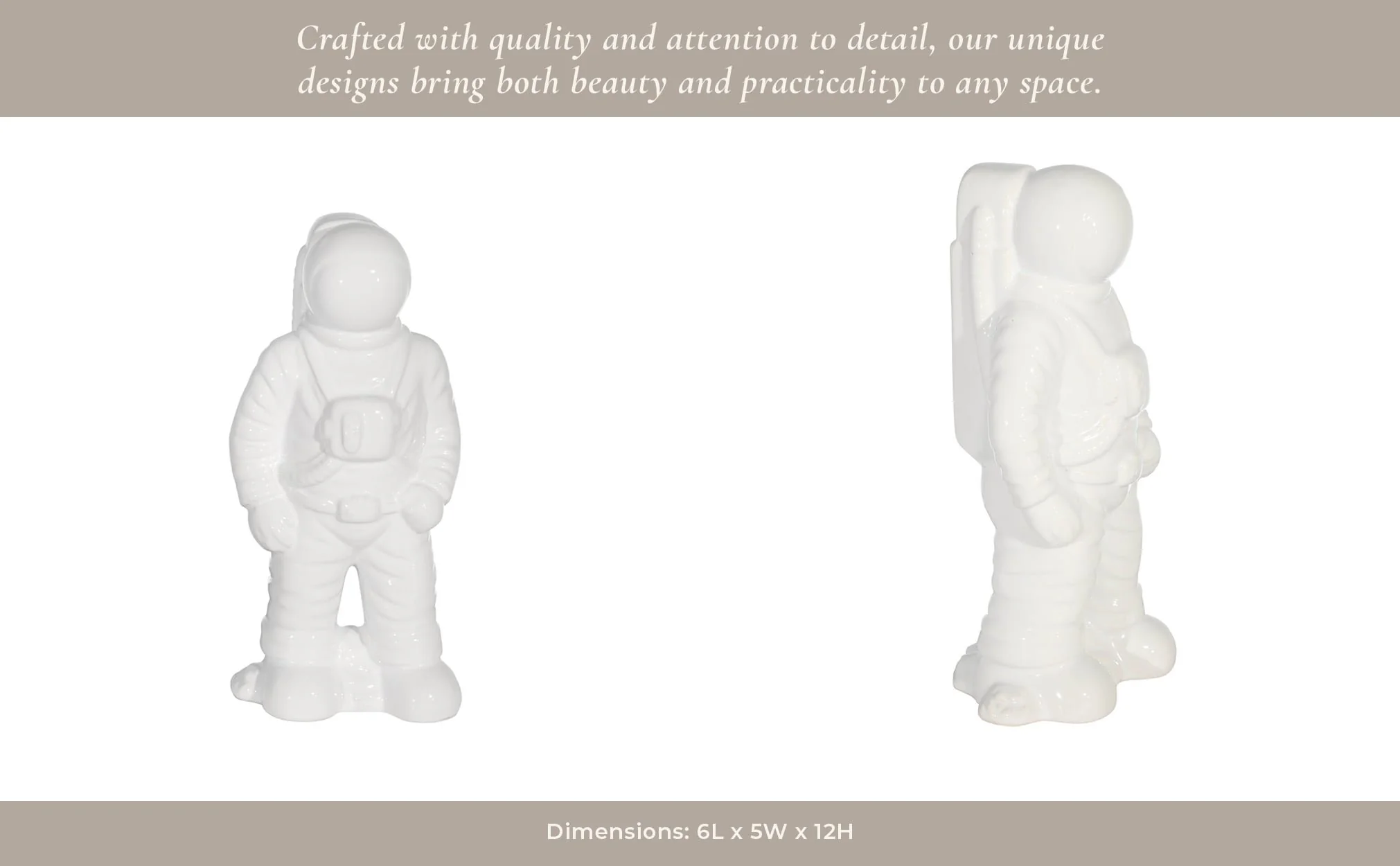 Ceramic 12" Astronaut Statuette, White - Image 11