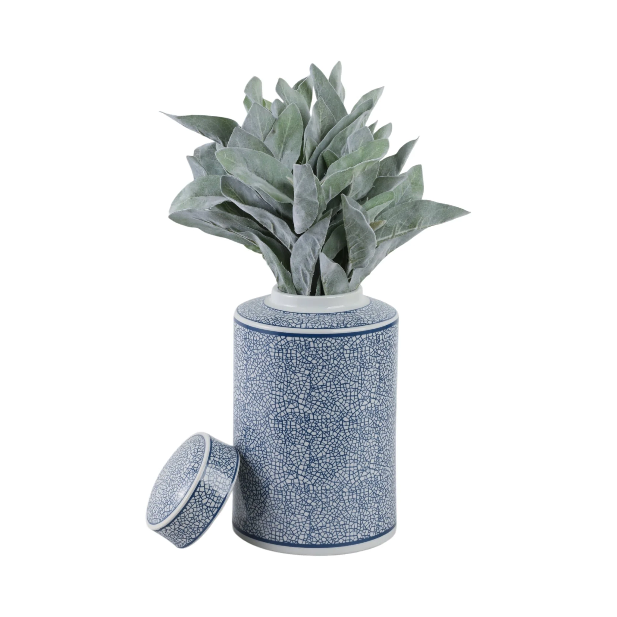 Ceramic 12" Jar, Crackle Blue - Image 2