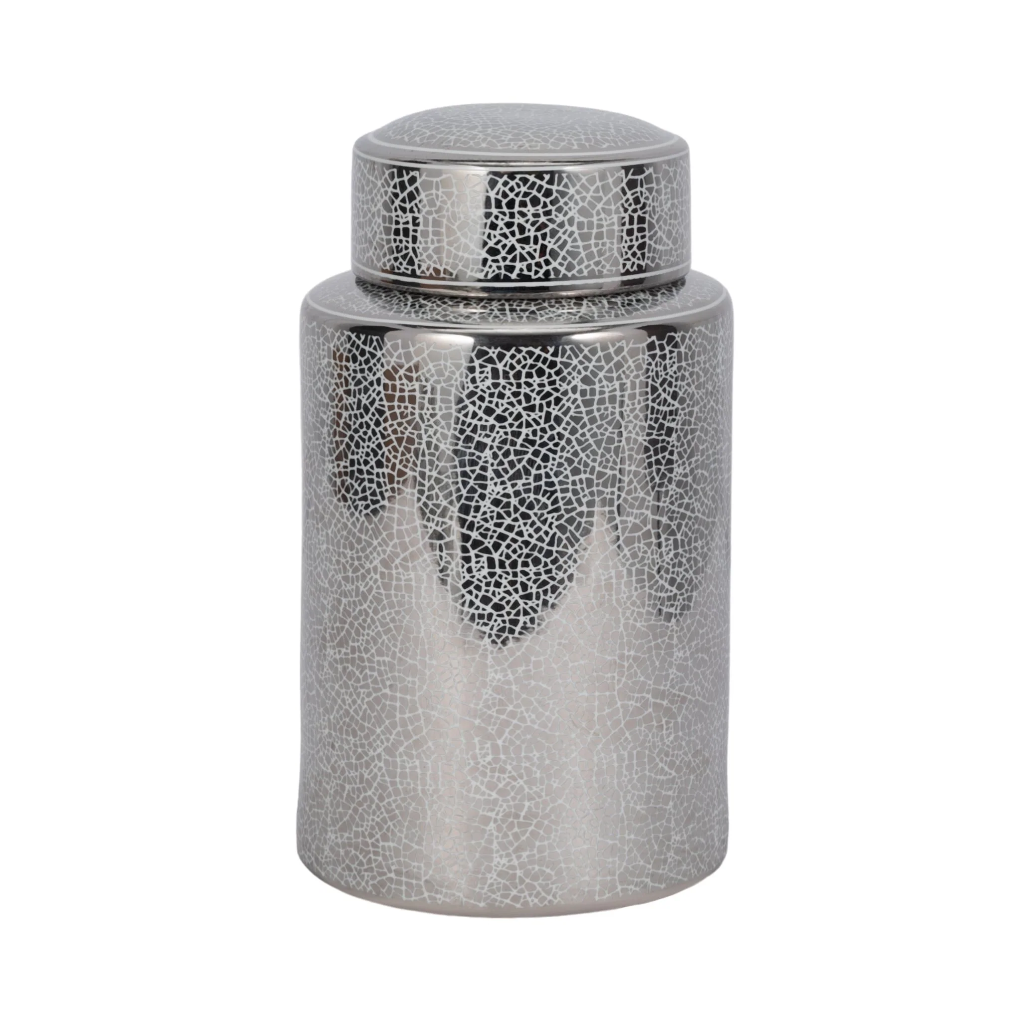Ceramic 12" Jar, Crackle Silver - Image 3