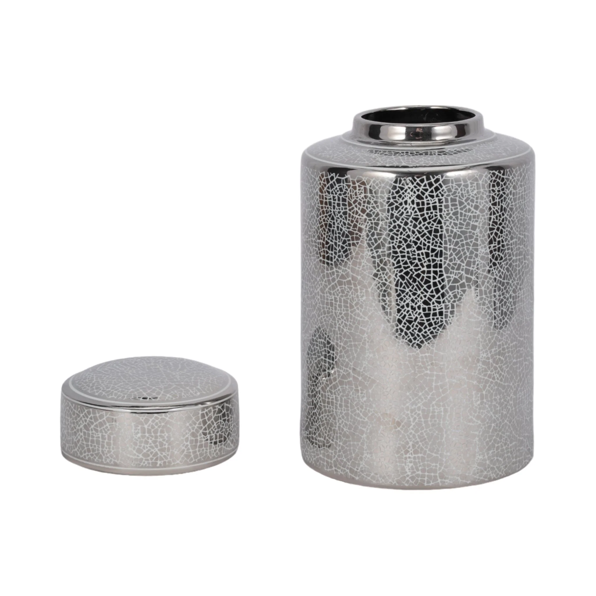 Ceramic 12" Jar, Crackle Silver - Image 4