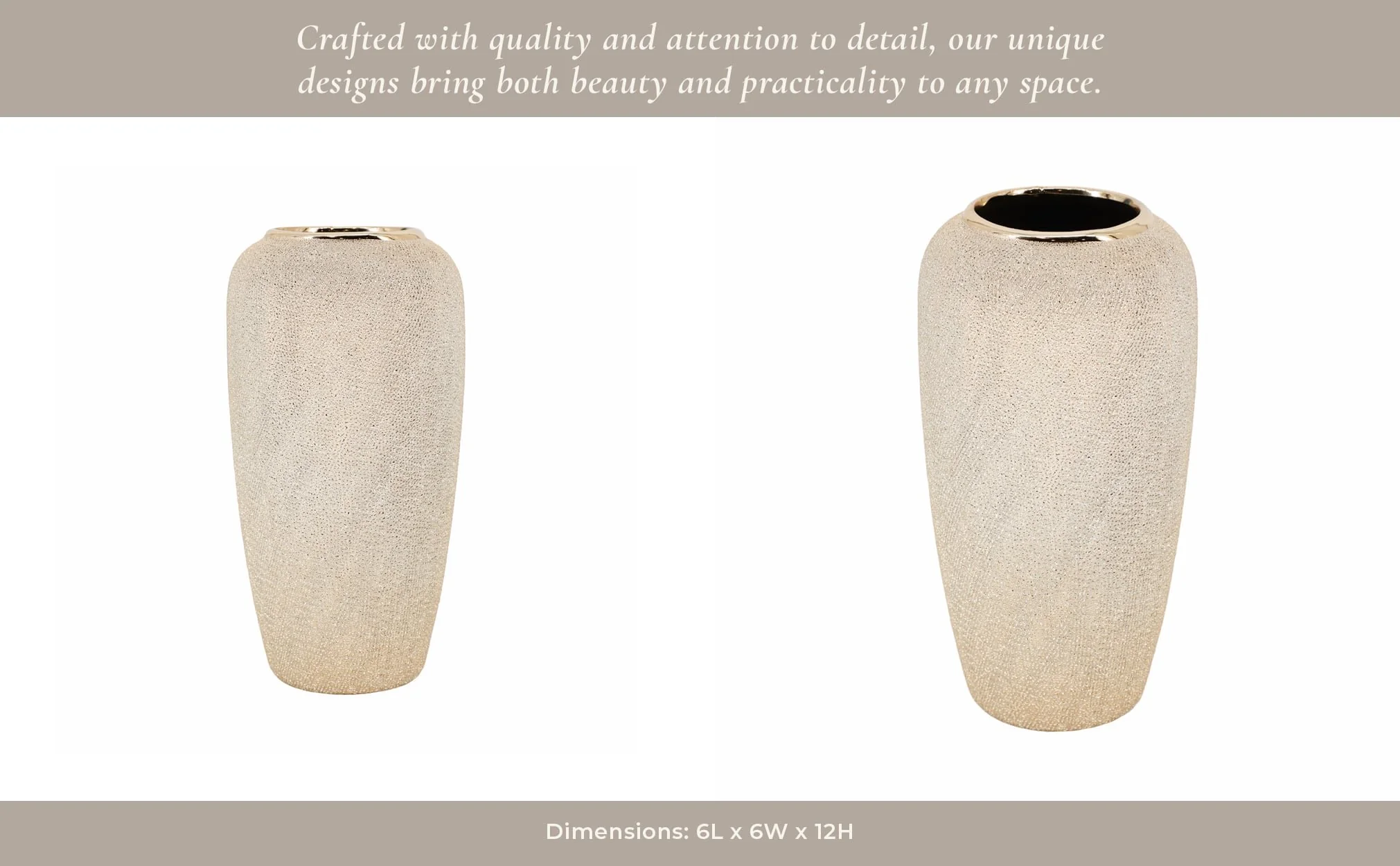 Ceramic 12" Vase, Champagne - Image 14