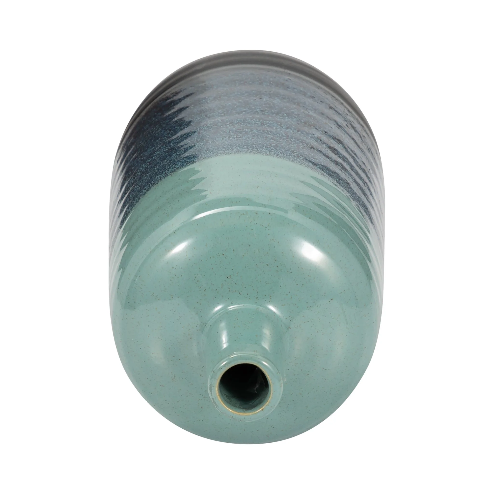 Ceramic 13", Tri-colored Speckled Vase, Aqua Grn - Image 5