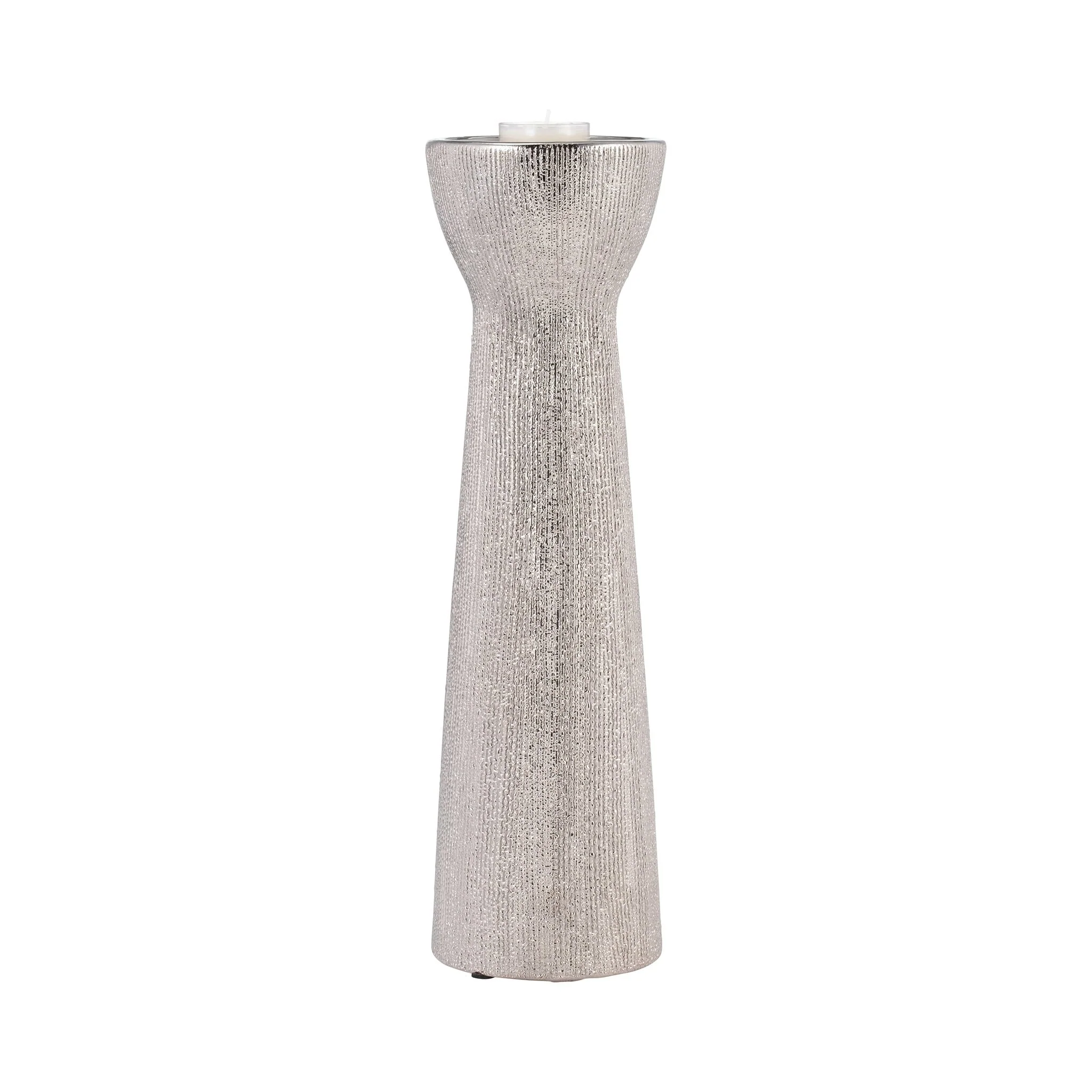 Ceramic 14" Bead Candle Holder,silver - Image 2