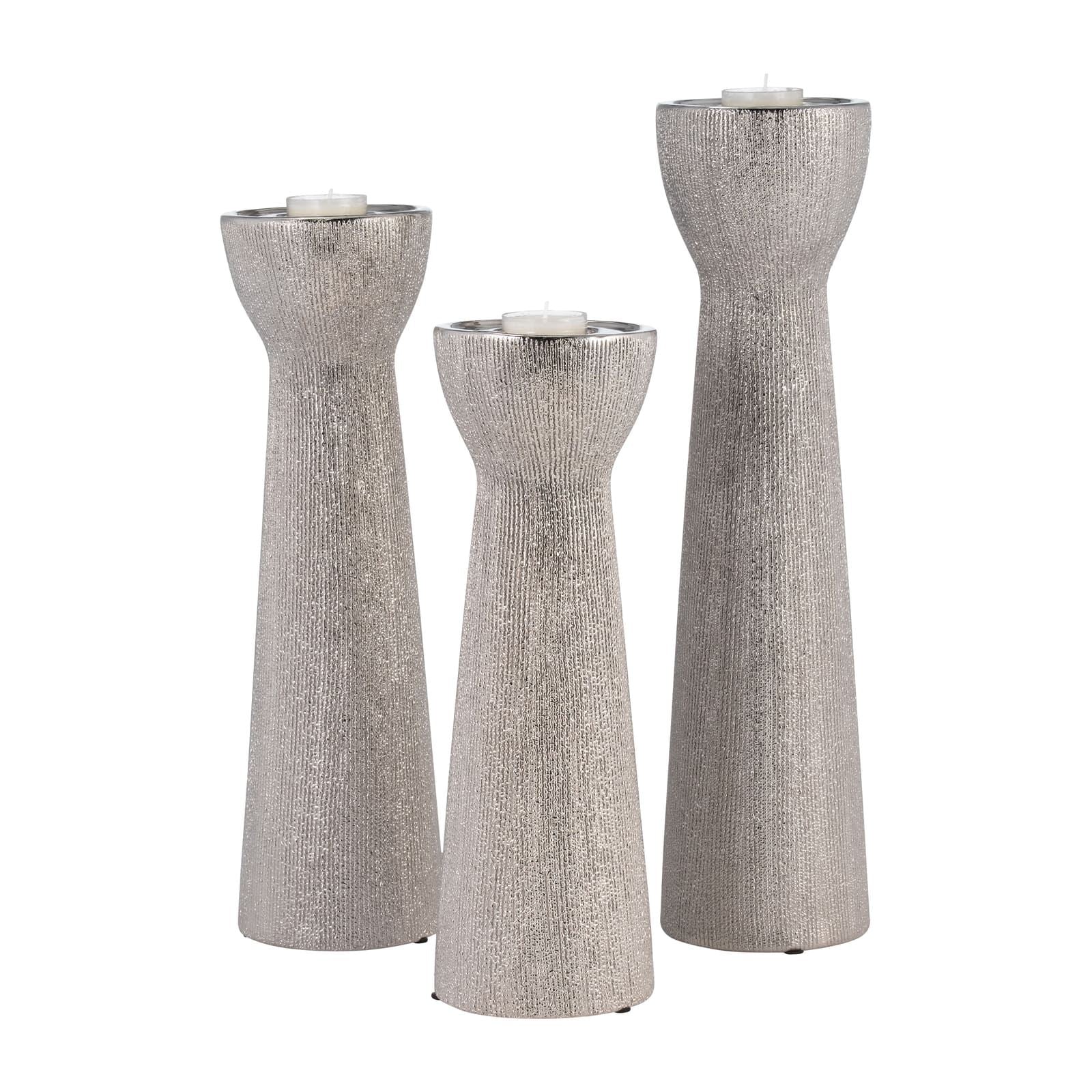 Ceramic 14" Bead Candle Holder,silver - Image 8