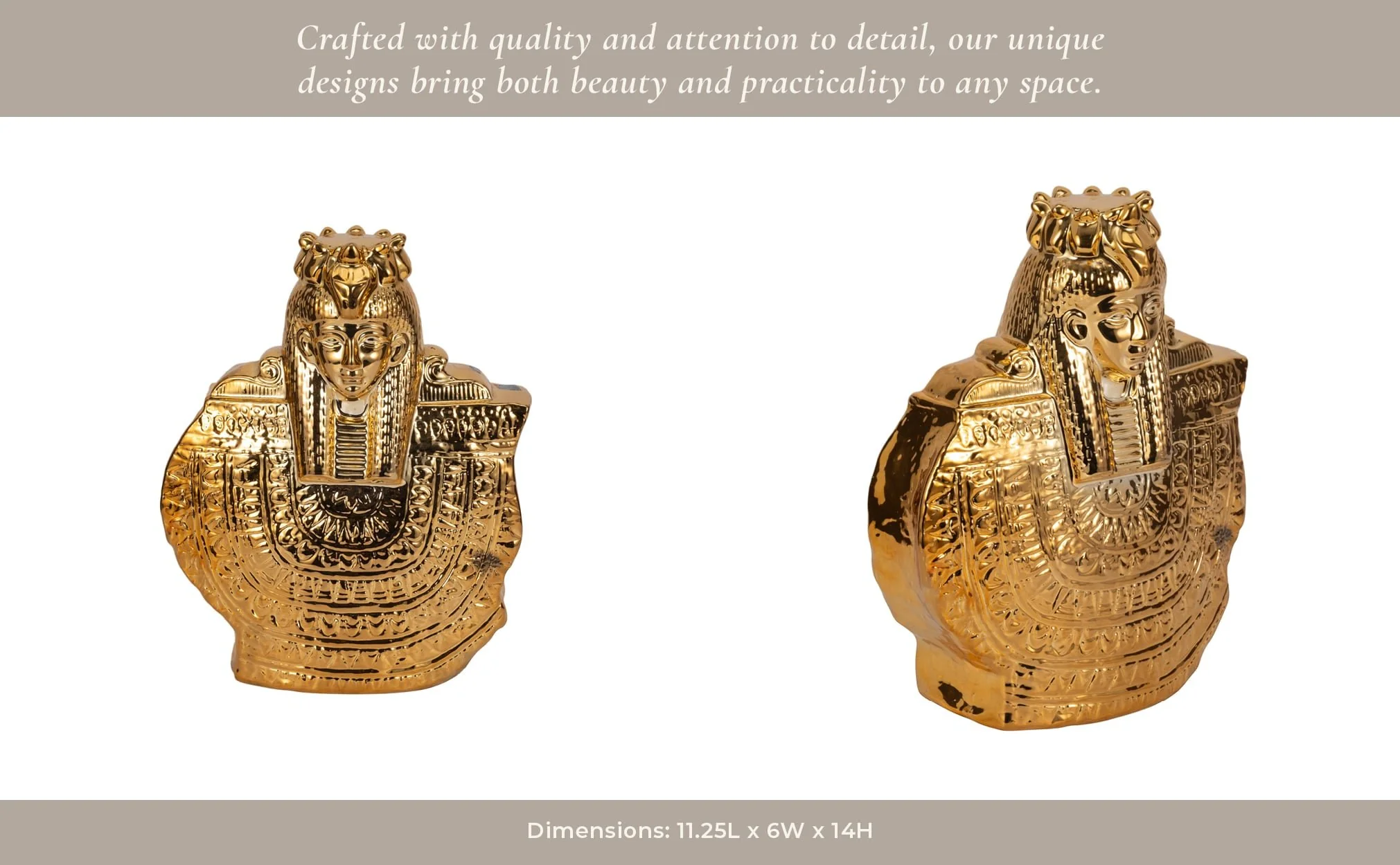 Ceramic 14" Table Top Sculpture, Gold - Image 10