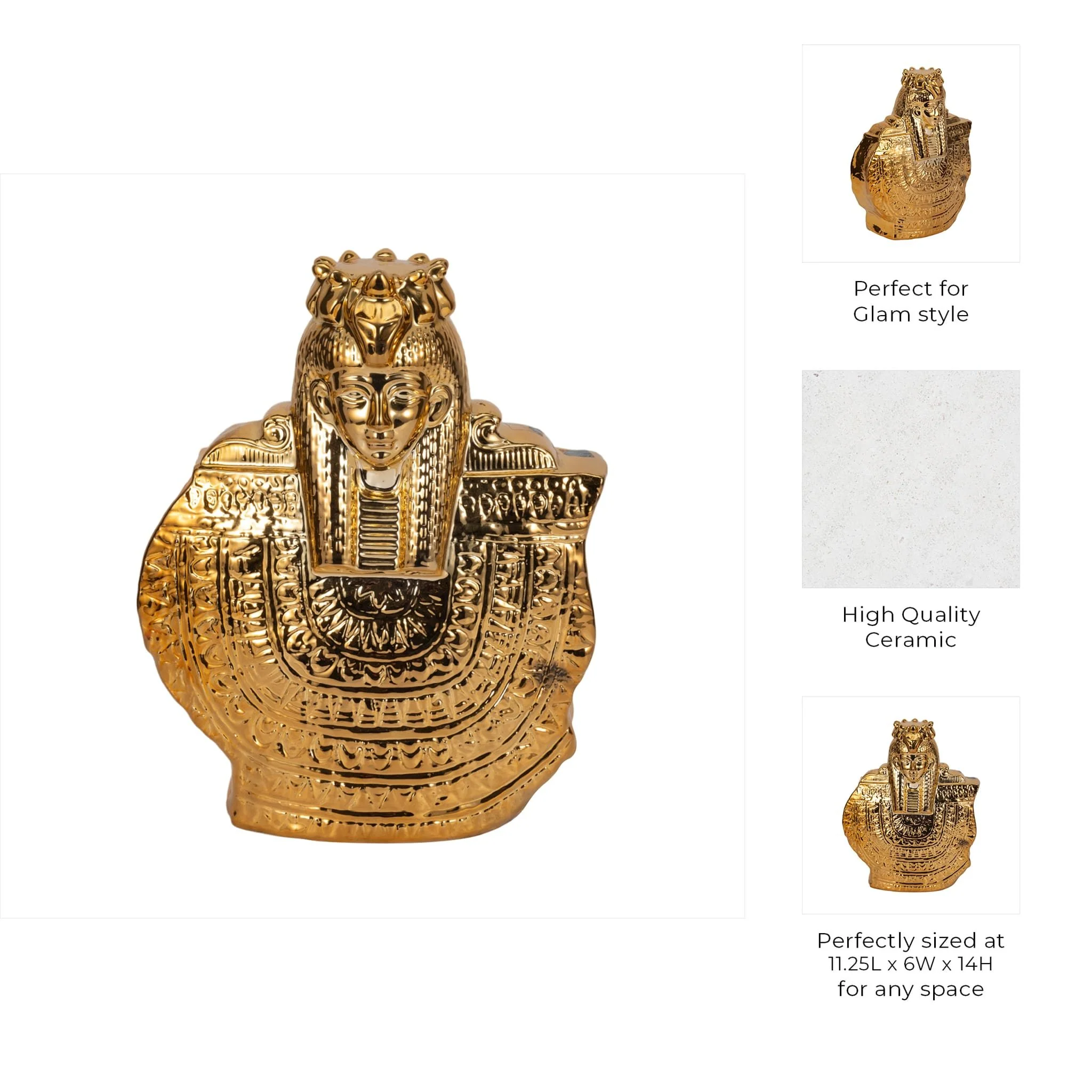 Ceramic 14" Table Top Sculpture, Gold - Image 9