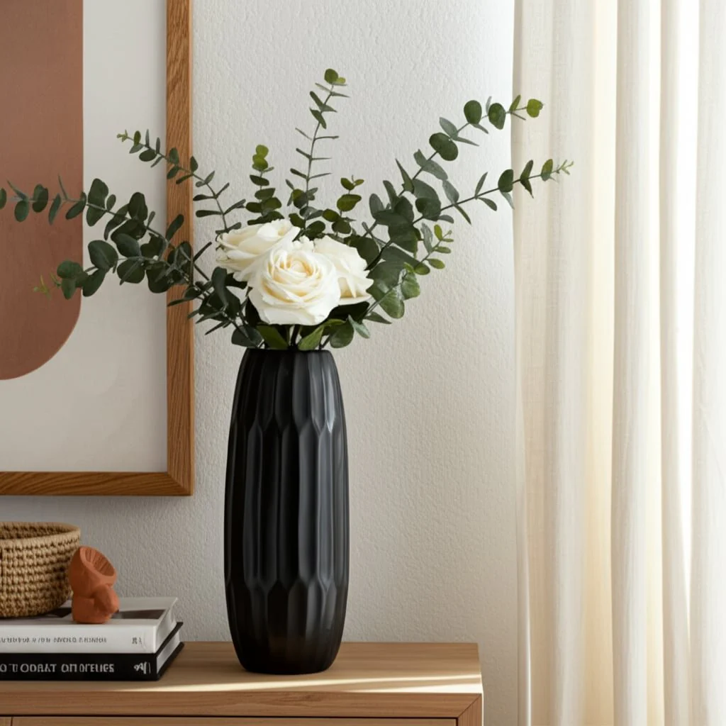 Ceramic 14" Vase , Black - Image 11