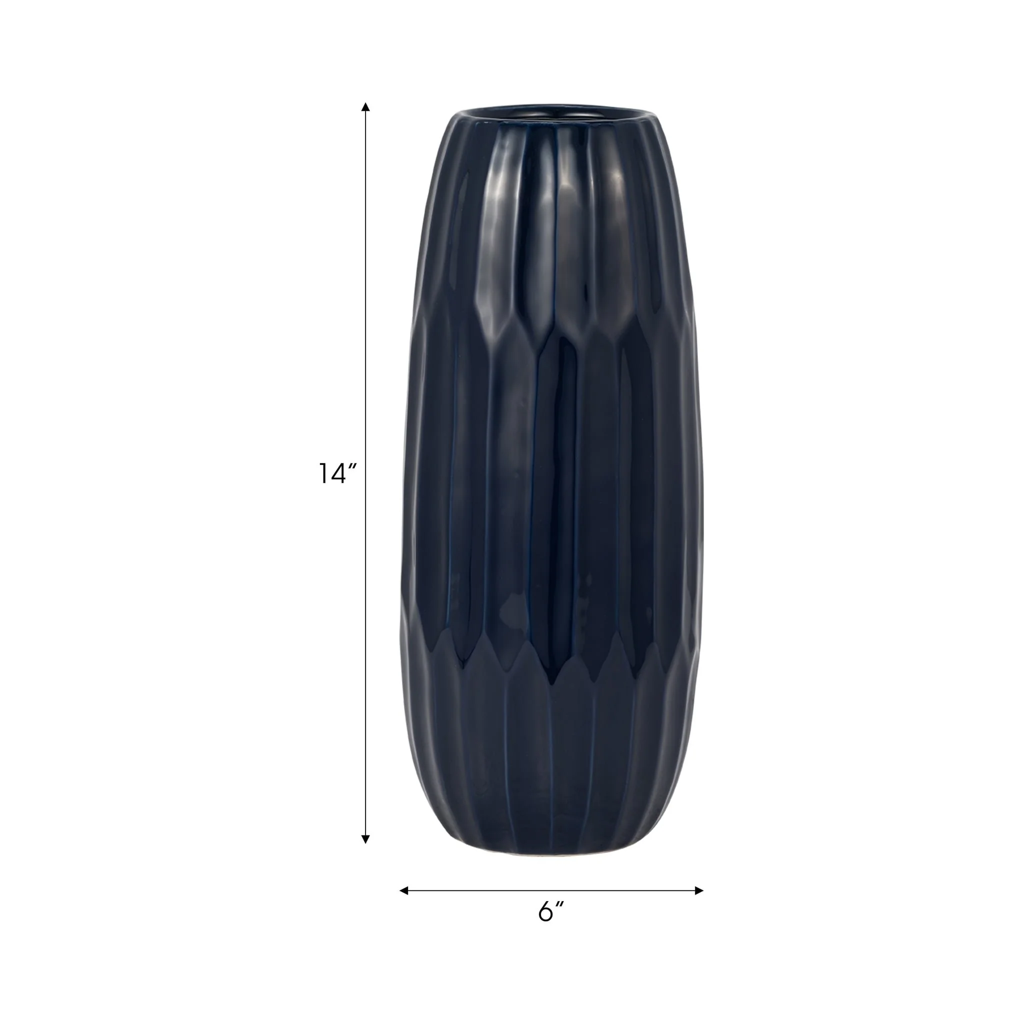 Ceramic 14" Vase , Navy Blue - Image 8