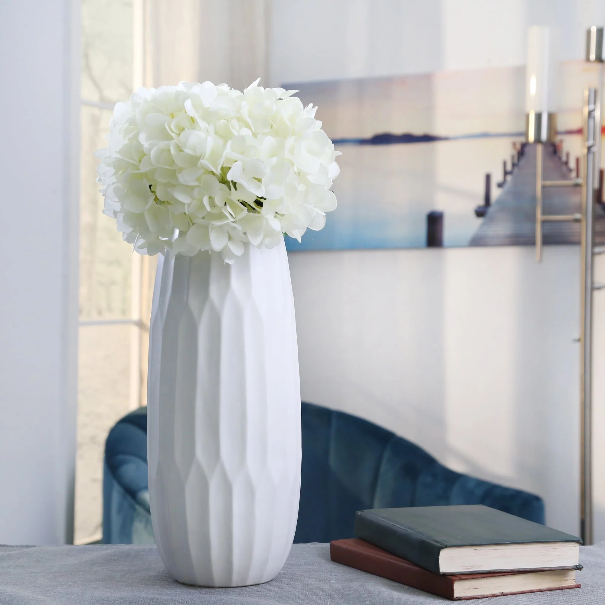 Ceramic 14" Vase , White - Image 10