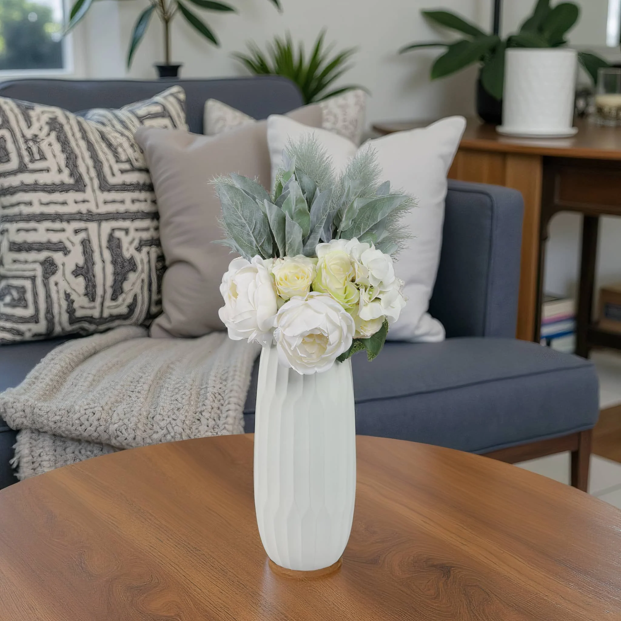 Ceramic 14" Vase , White - Image 11