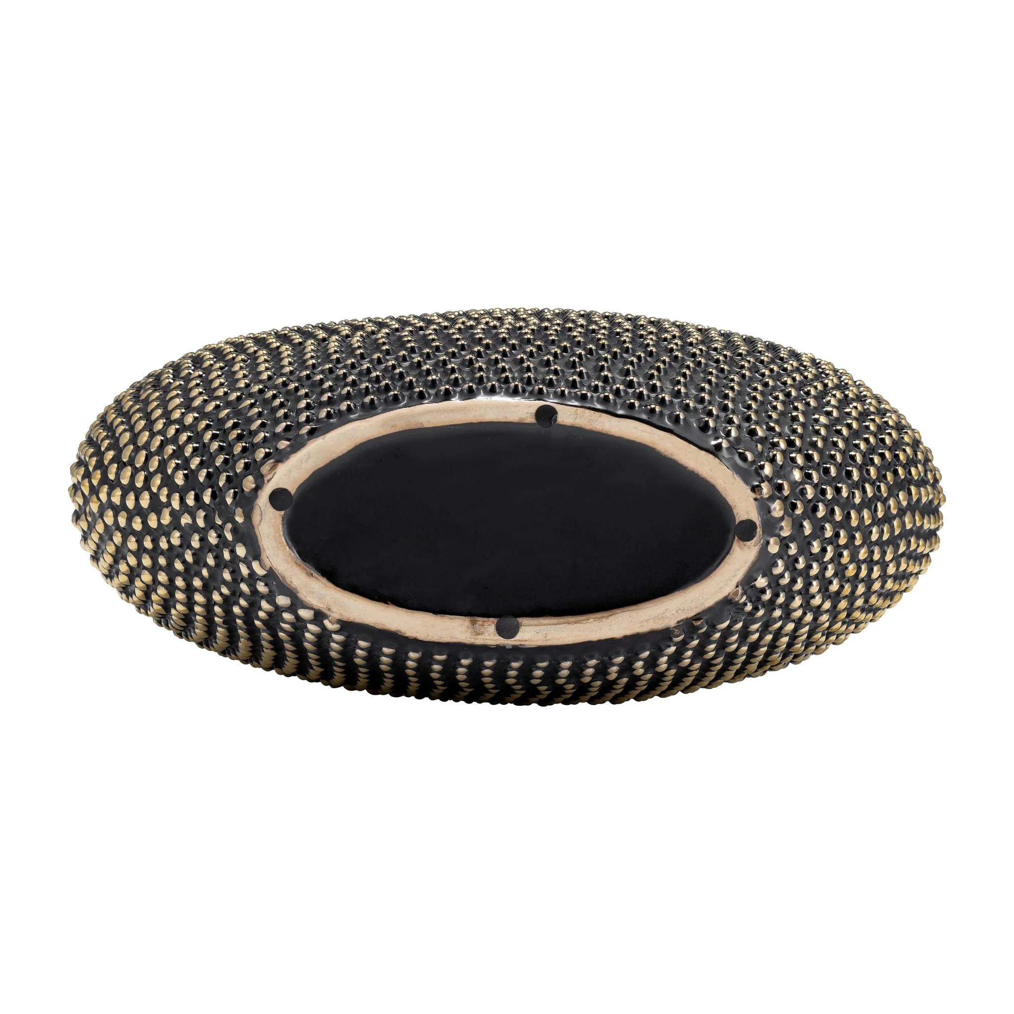 Ceramic 16" Beaded Vase, Black/gold - Image 7