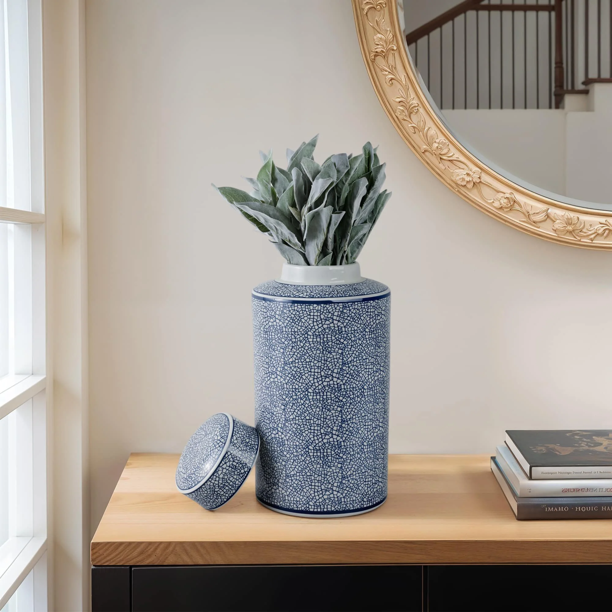 Ceramic 16" Jar, Crackle Blue - Image 10