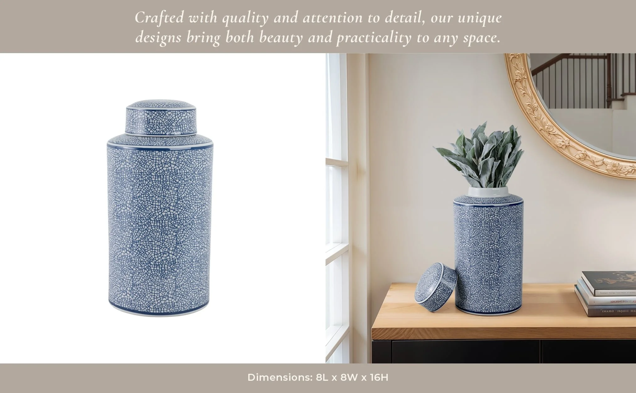 Ceramic 16" Jar, Crackle Blue - Image 12