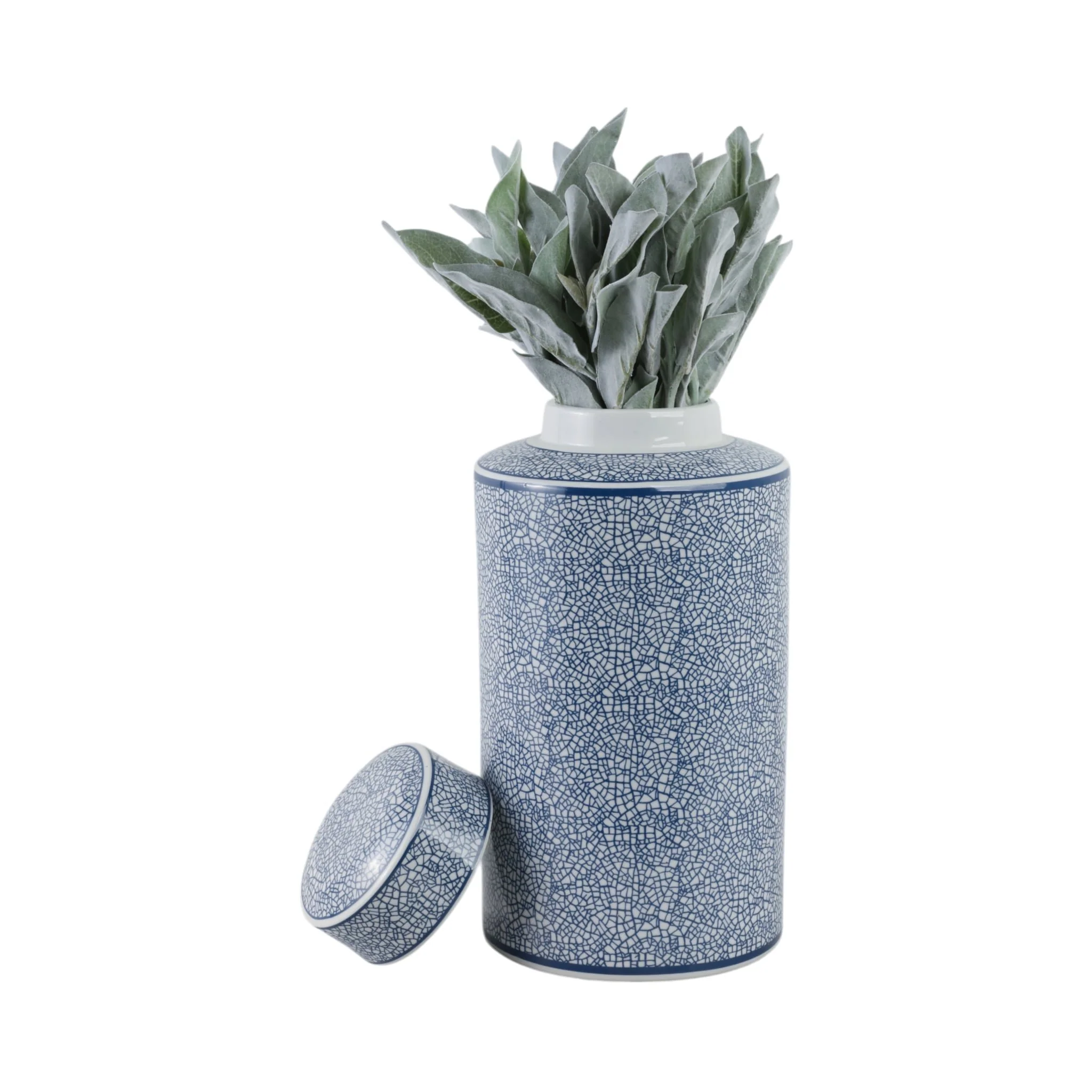 Ceramic 16" Jar, Crackle Blue - Image 2