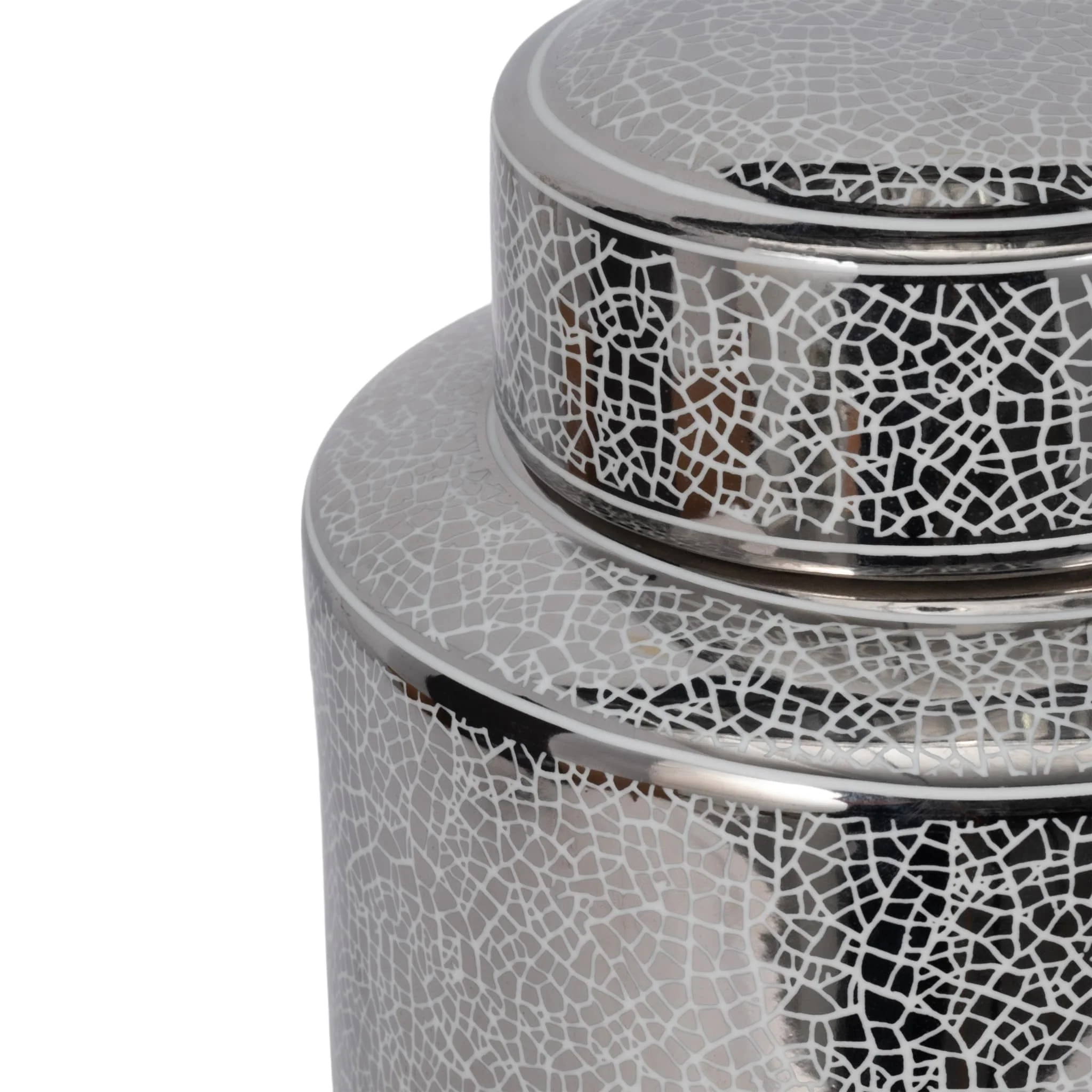 Ceramic 16" Jar, Crackle Silver - Image 5