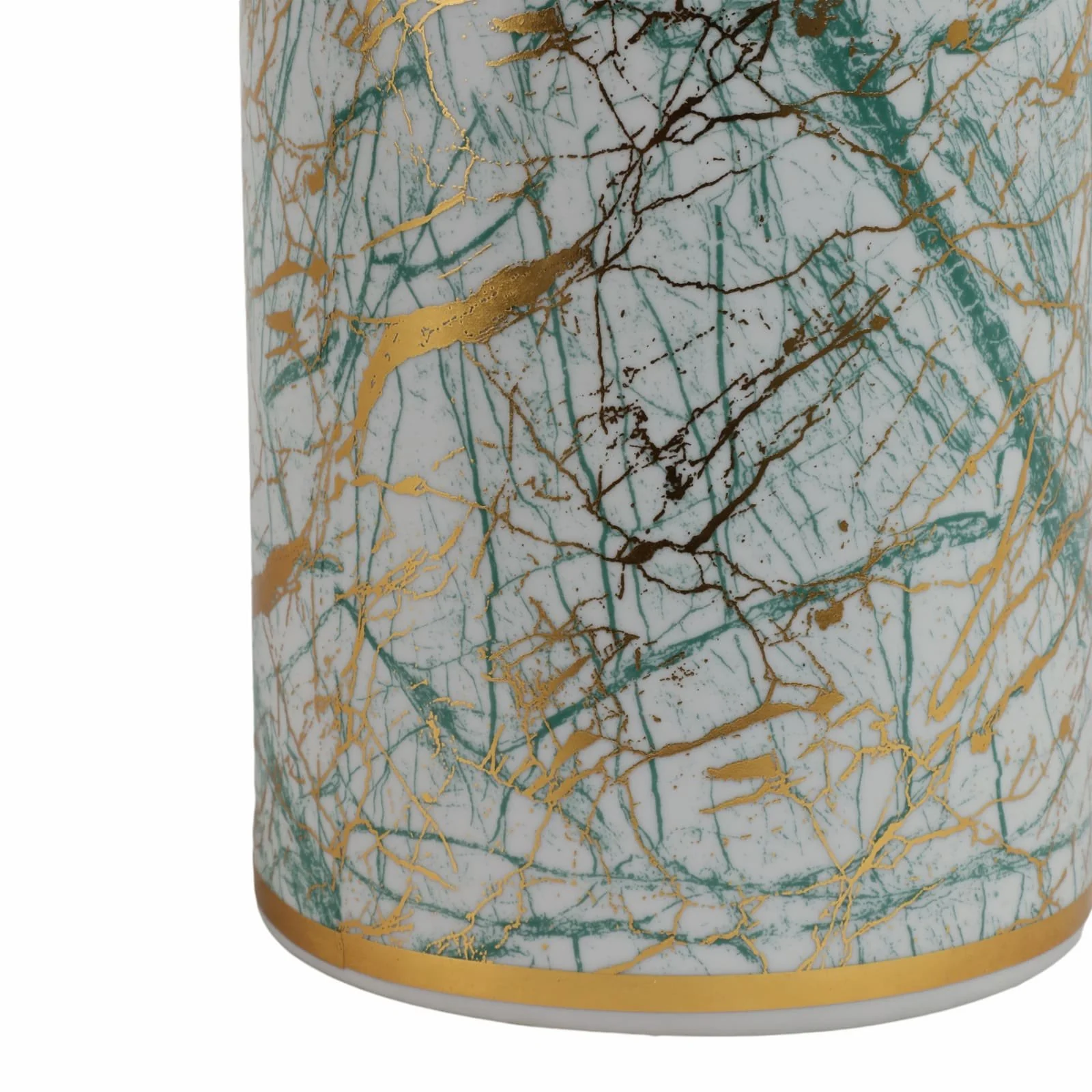 Ceramic 16" Jar With Gold Lid, Green - Image 5