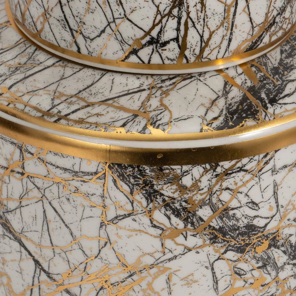 Ceramic 16" Jar With Gold Lid, White - Image 5