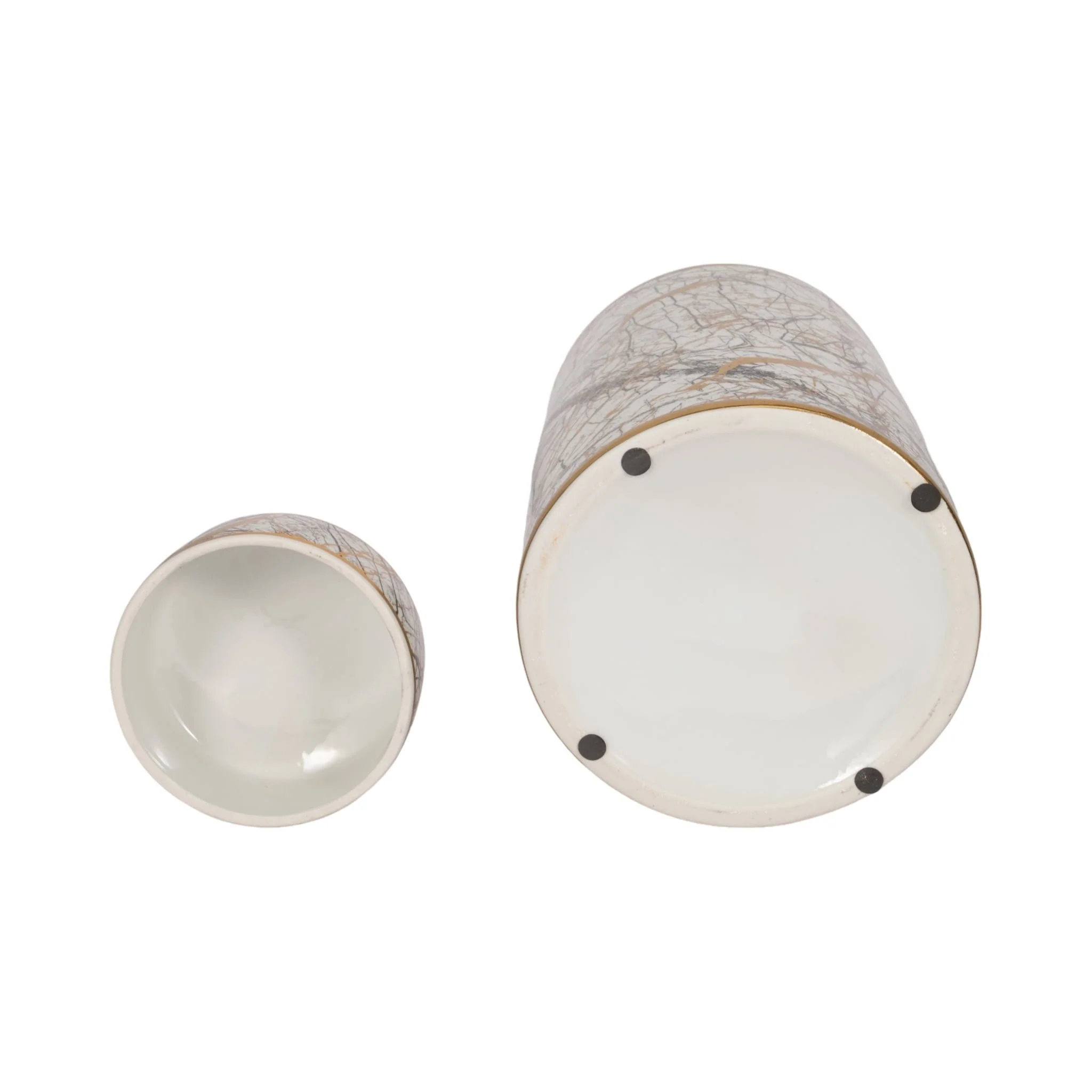 Ceramic 16" Jar With Gold Lid, White - Image 7