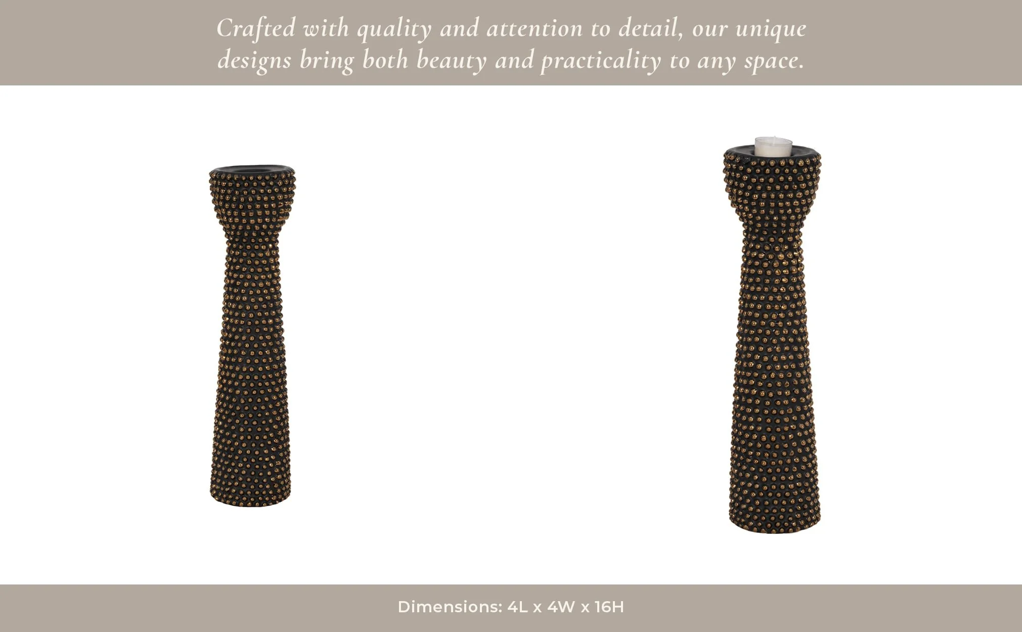 Ceramic 16" Spike Candle Holder Black/gold - Image 12