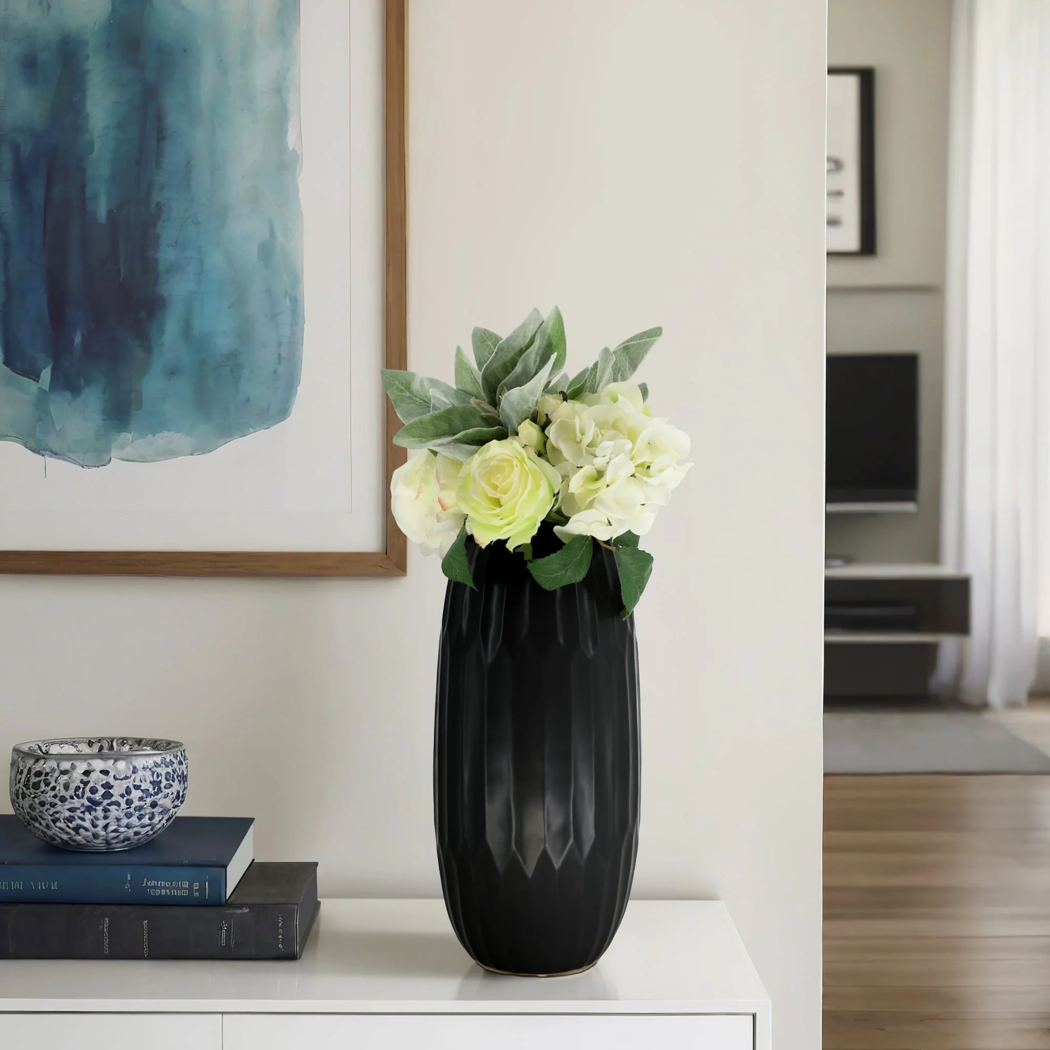Ceramic 16" Vase , Black - Image 10