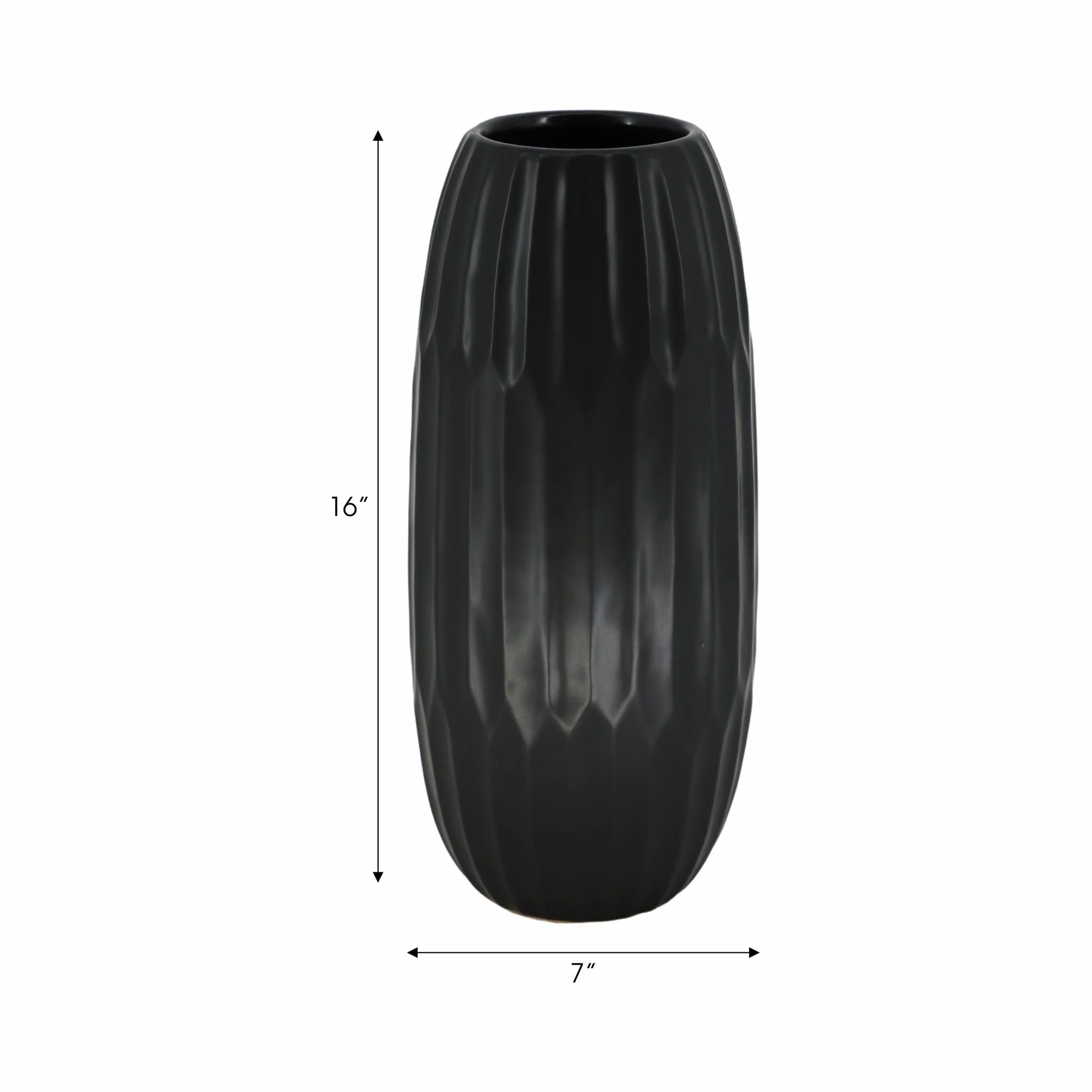 Ceramic 16" Vase , Black - Image 8