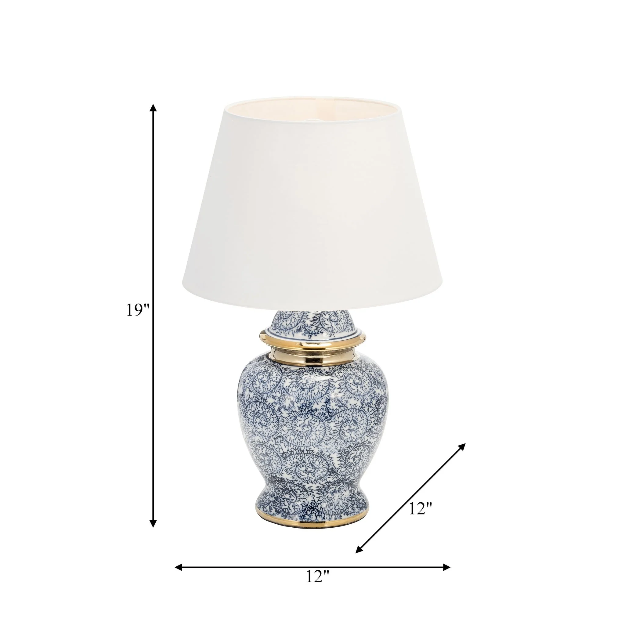 Ceramic 19" Chinoiserie Table Lamp, Blue/gold - Image 6