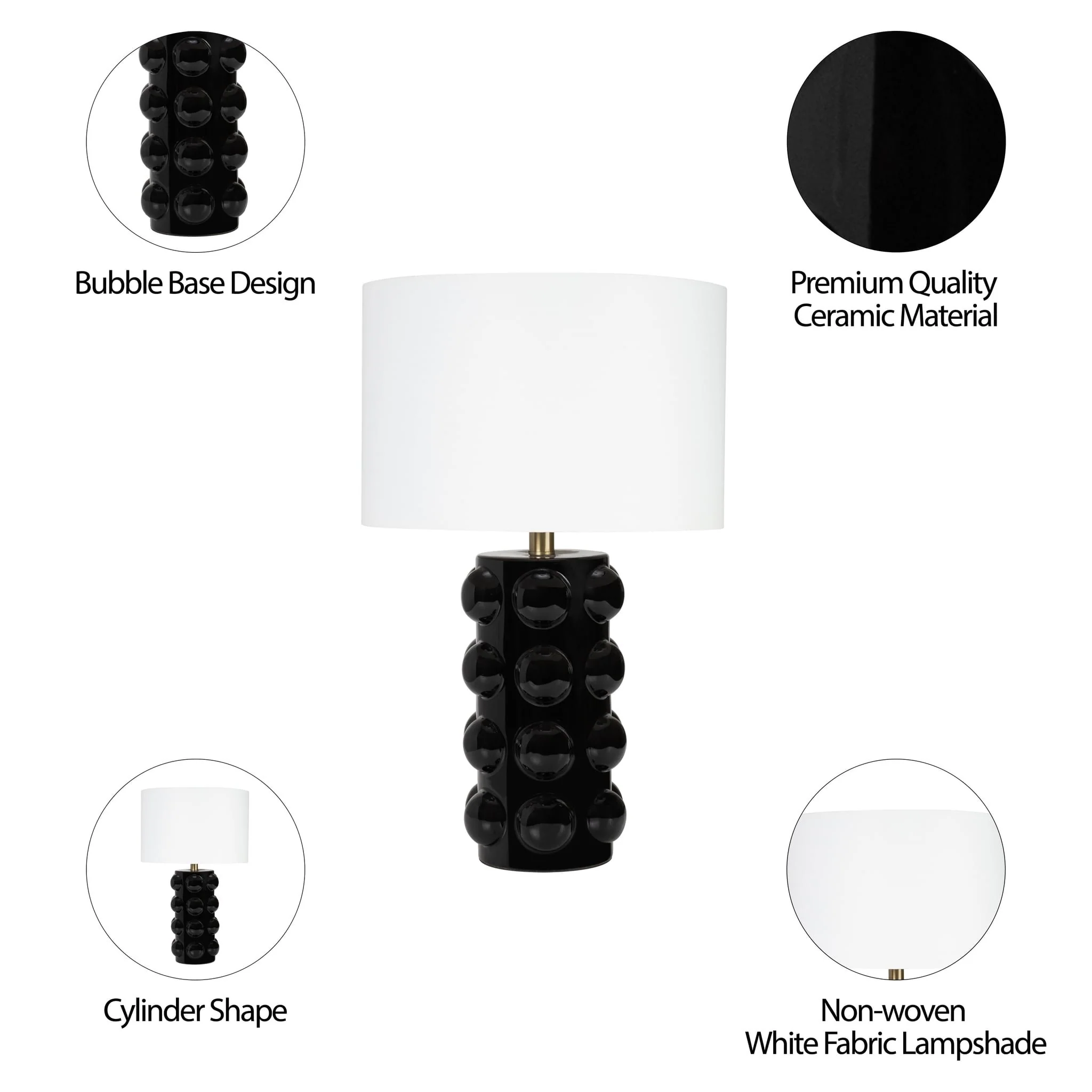 Ceramic 22" Bubble Table Lamp, Black - Image 8