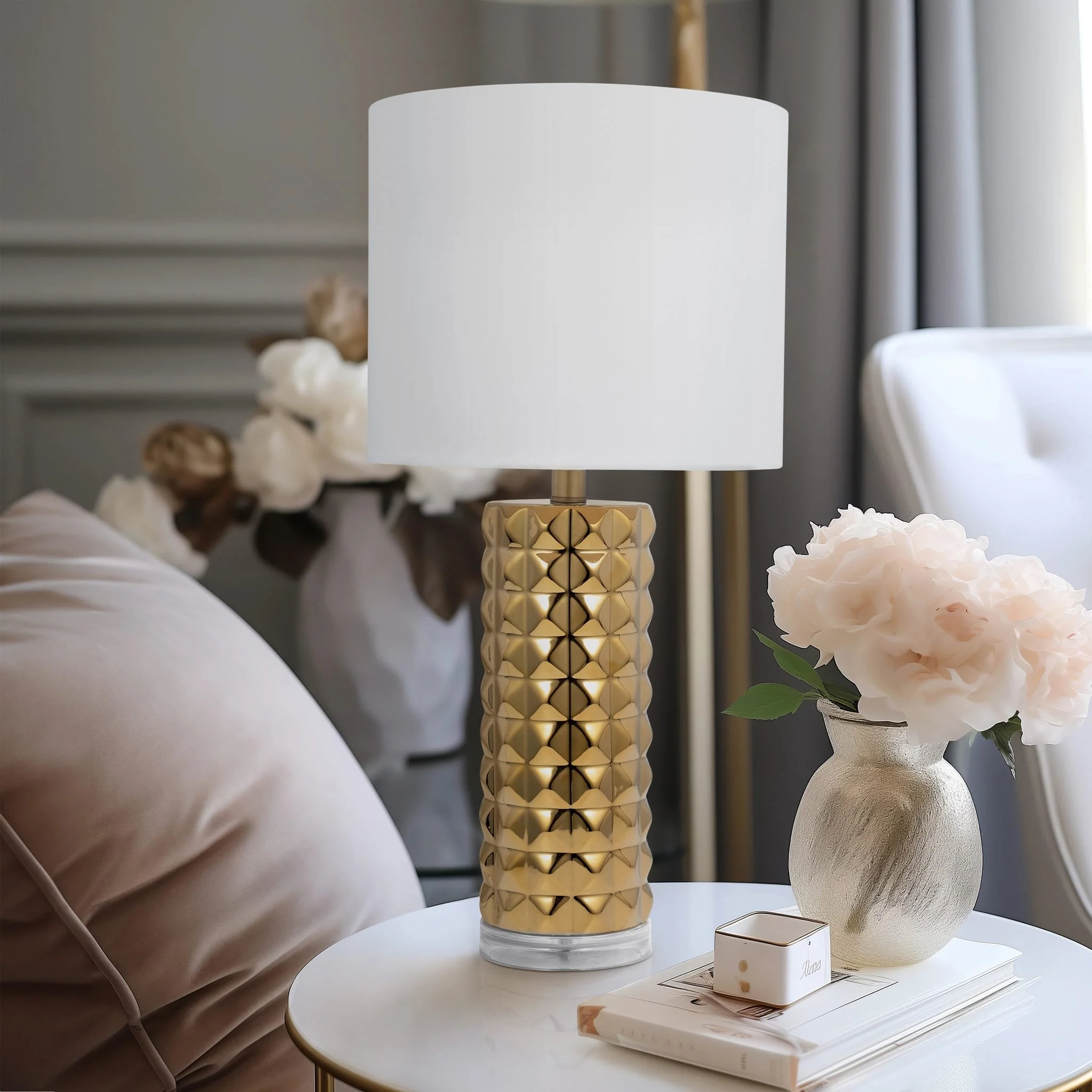Ceramic 25" Table Lamp, Gold - Image 9