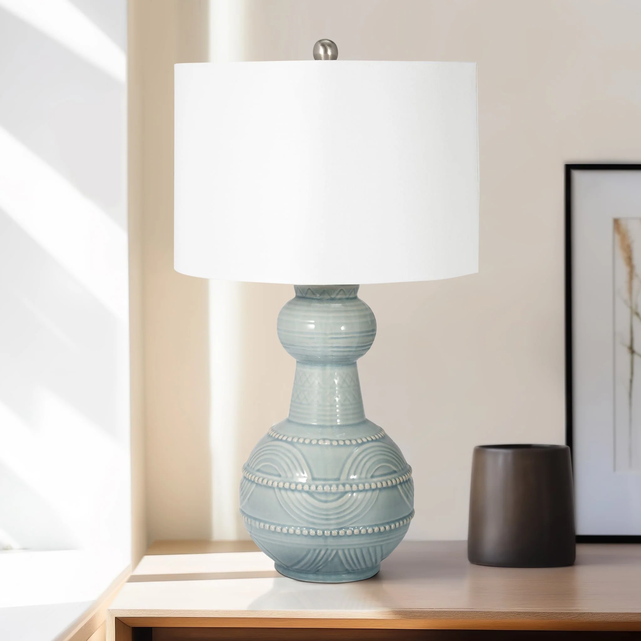 Ceramic 28" Bottle Table Lamp, Blue - Image 10