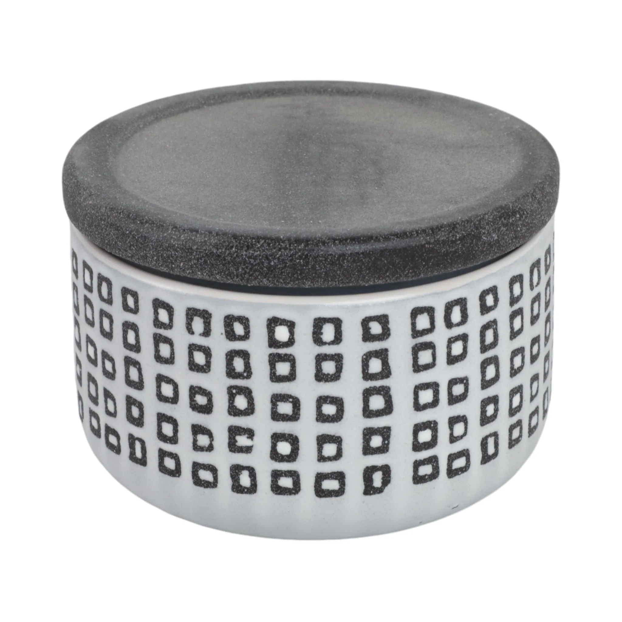 Ceramic 5"  Covered Dotted Jar, Black - Image 3