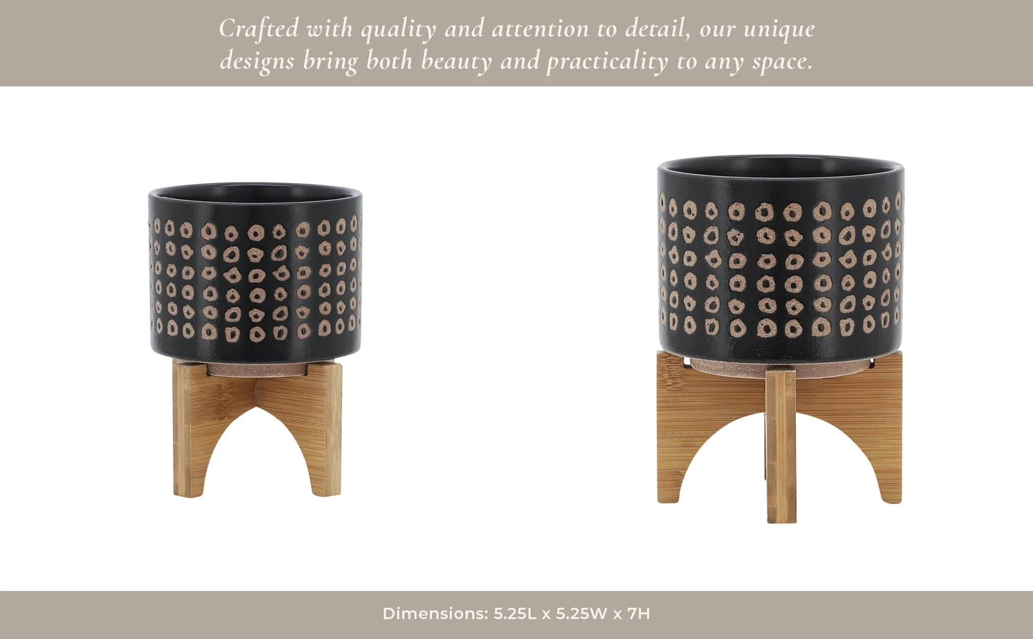 Ceramic 5" Planter On Stand, Brown - Image 13