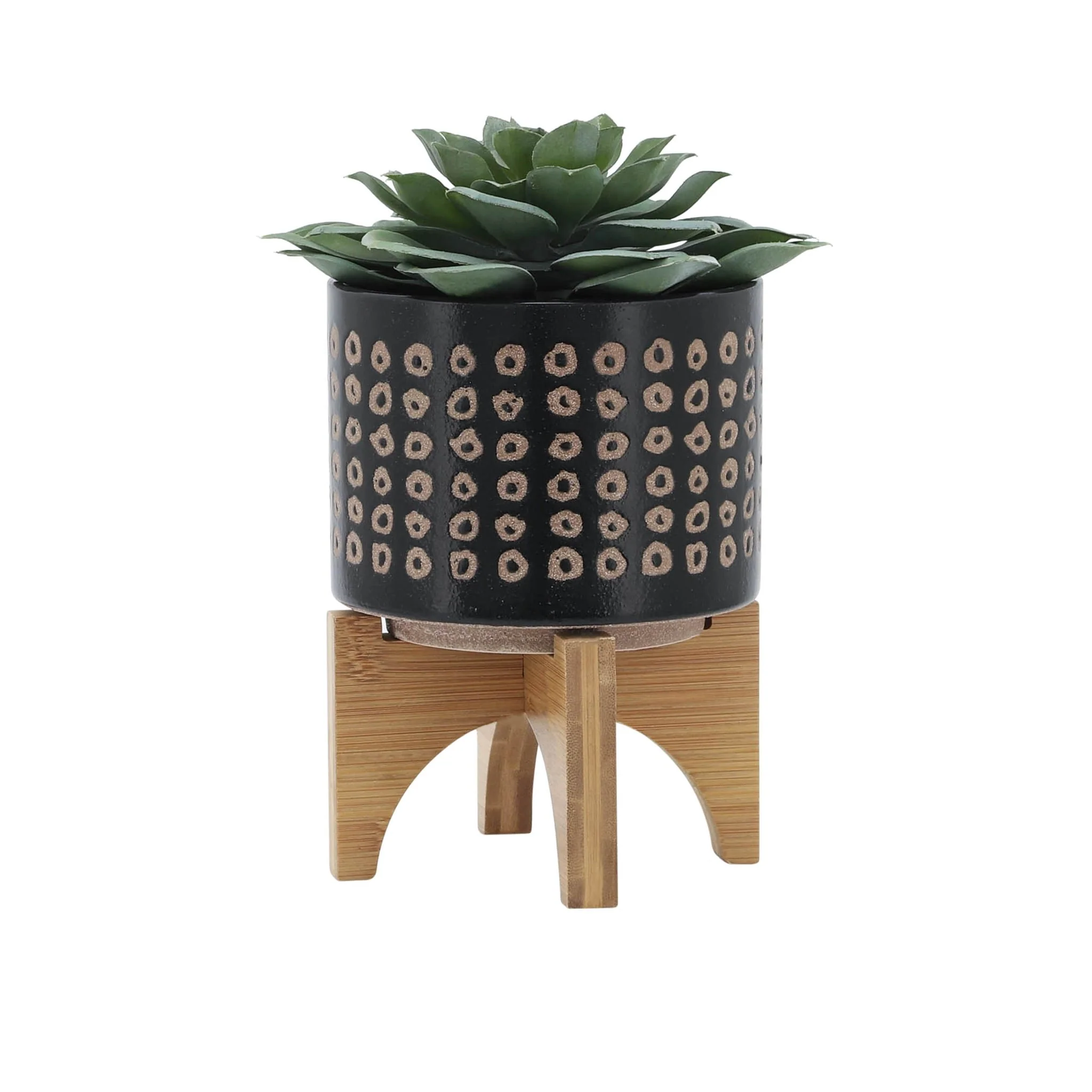 Ceramic 5" Planter On Stand, Brown - Image 3