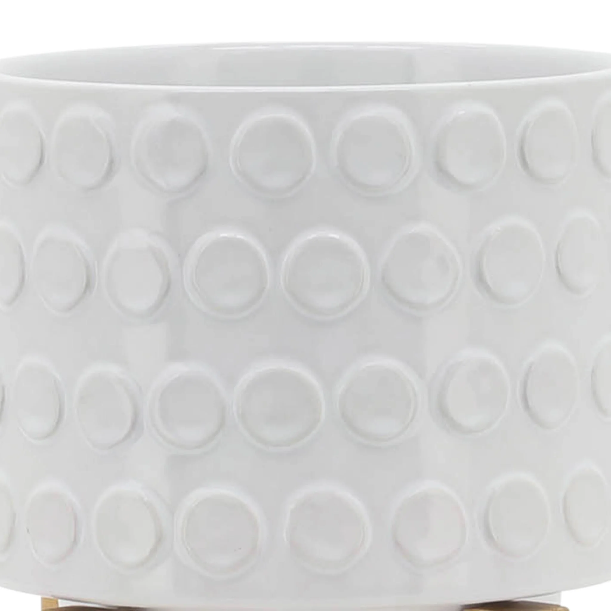 Ceramic 5" Planter On Wooden Stand, White - Image 6